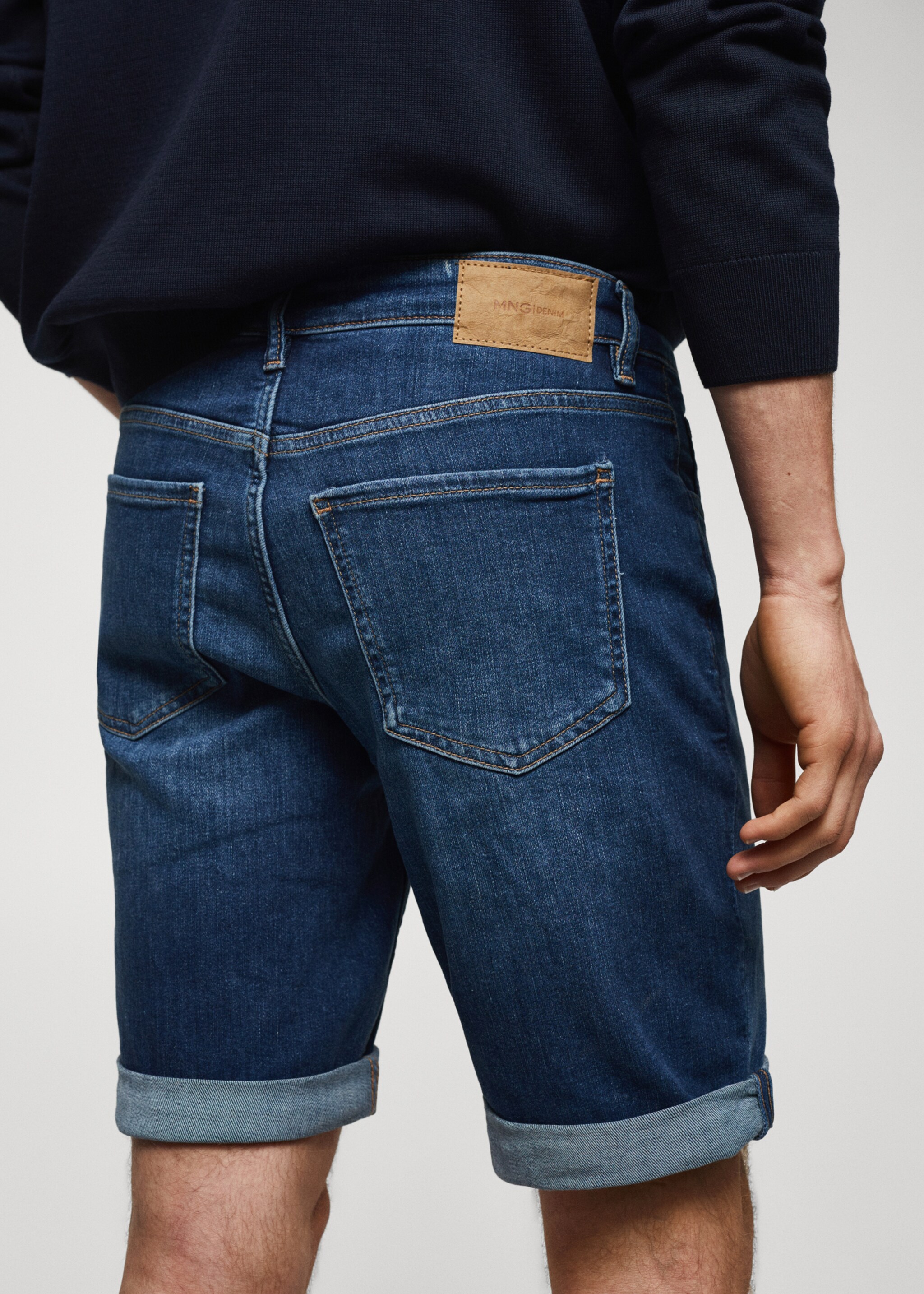 Slim-fit denim bermuda shorts - Details of the article 4