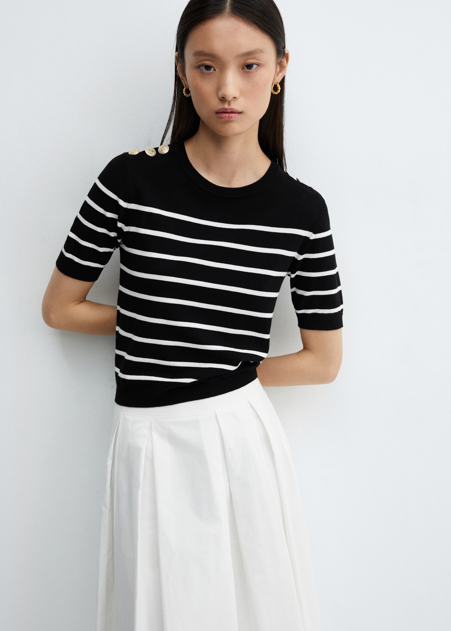 Buttoned striped sweater - Medium plane