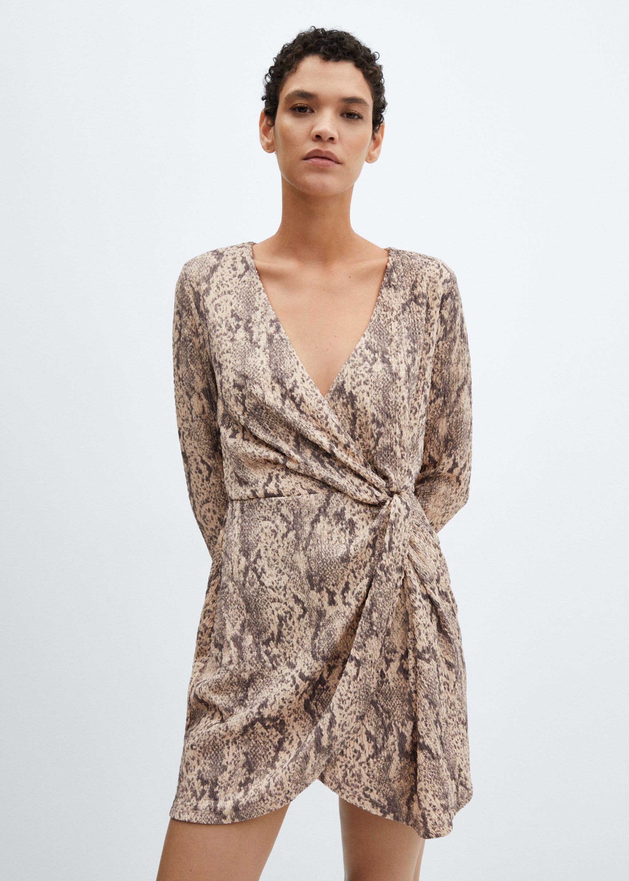 Animal-print textured dress - Medium plane, Beige. Ref: 67050461-00.