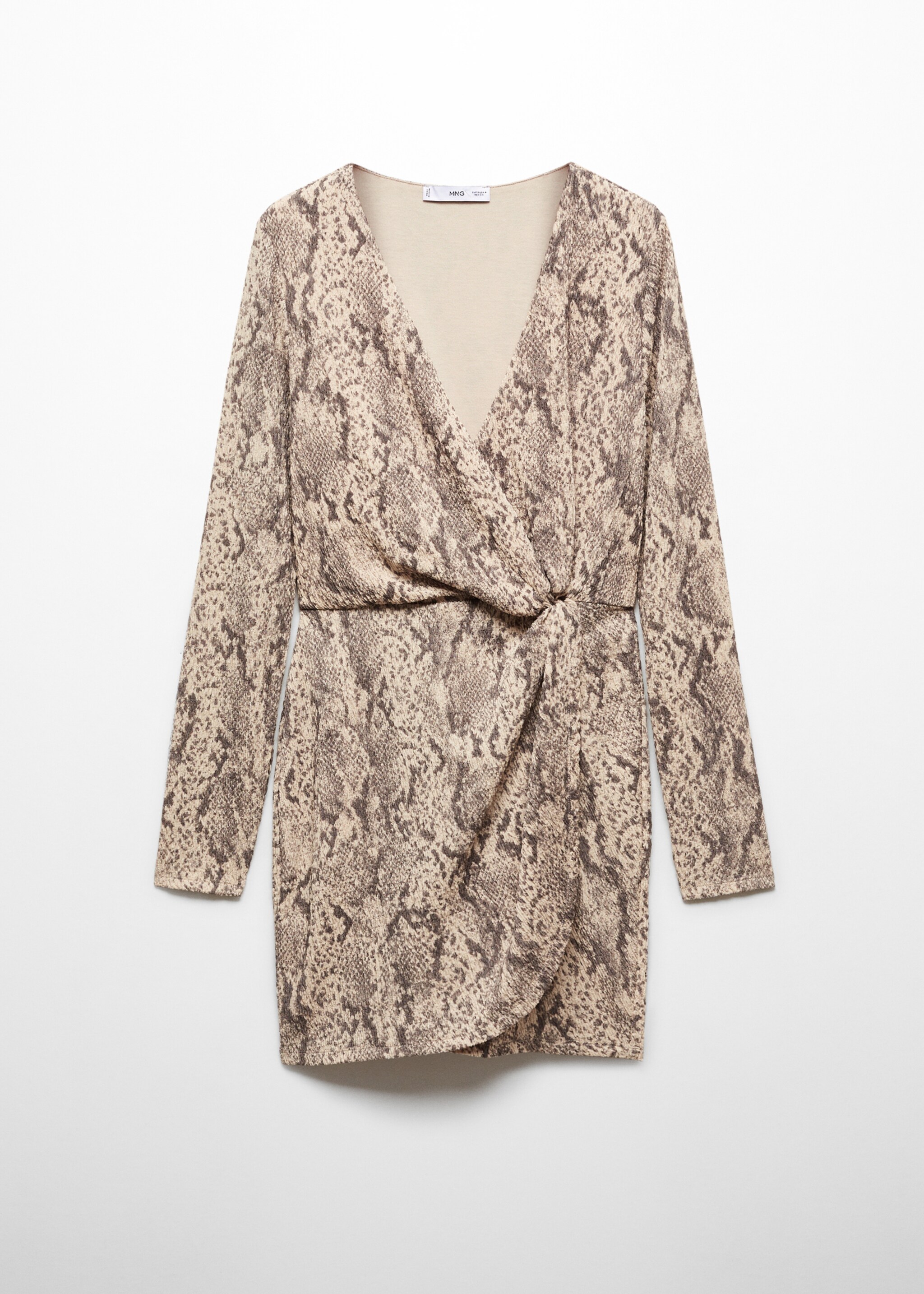 Animal-print textured dress - Article without model, Beige. Ref: 67050461-00.