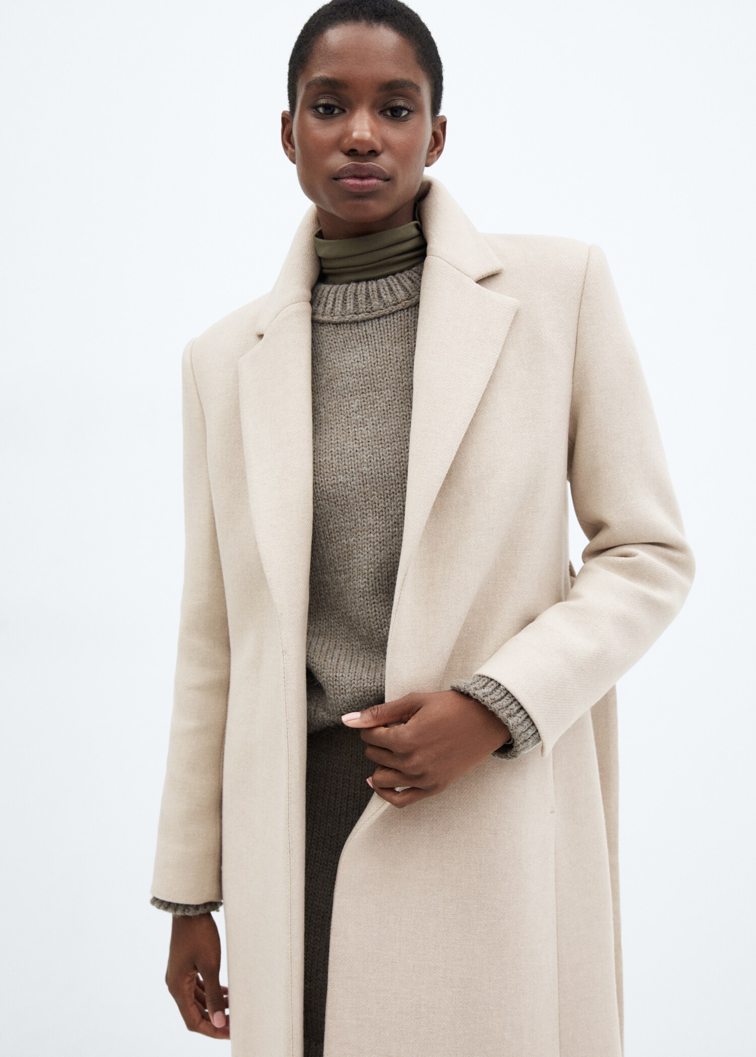 Manteau laine Manteco col imitation fourrure amovible - Détail de l'article 4