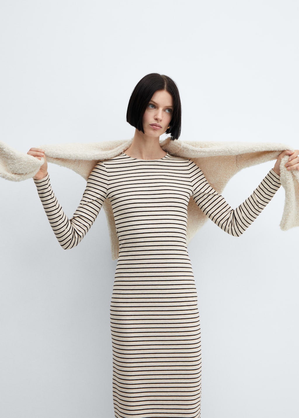 Ribbed knitted dress with stripes - Women | MANGO USA