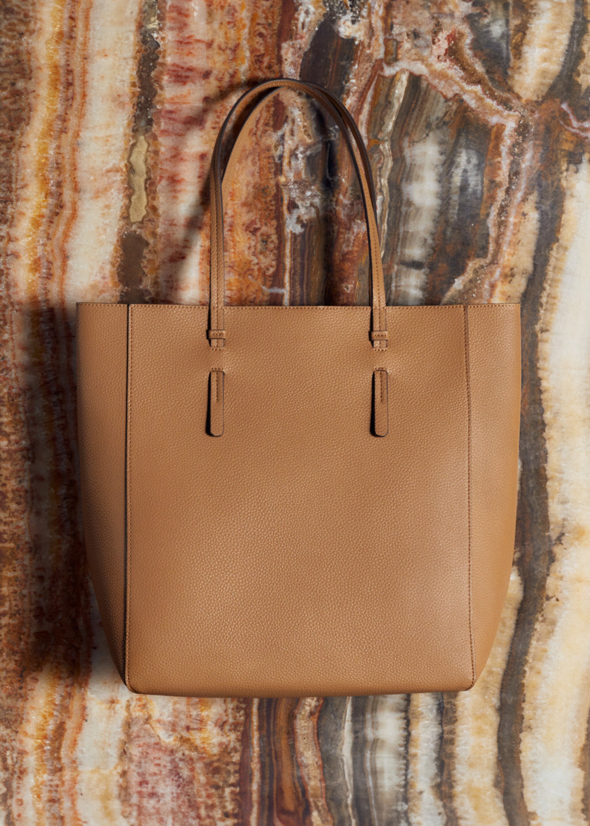Leather-effect shopper bag - Details of the article 7, Leather. Ref: 67050476-00.