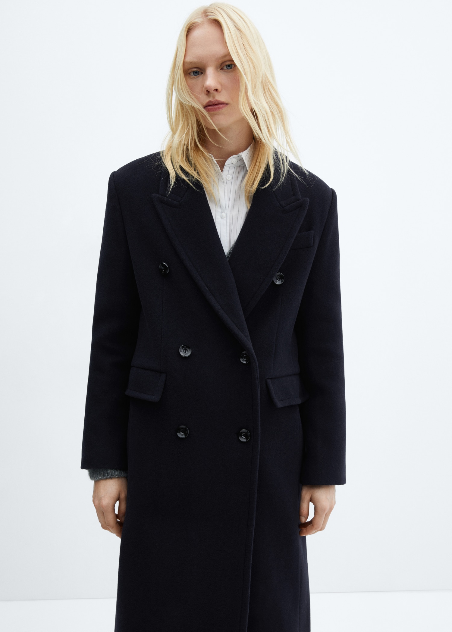 Double-breasted Manteco wool coat - Medium plane