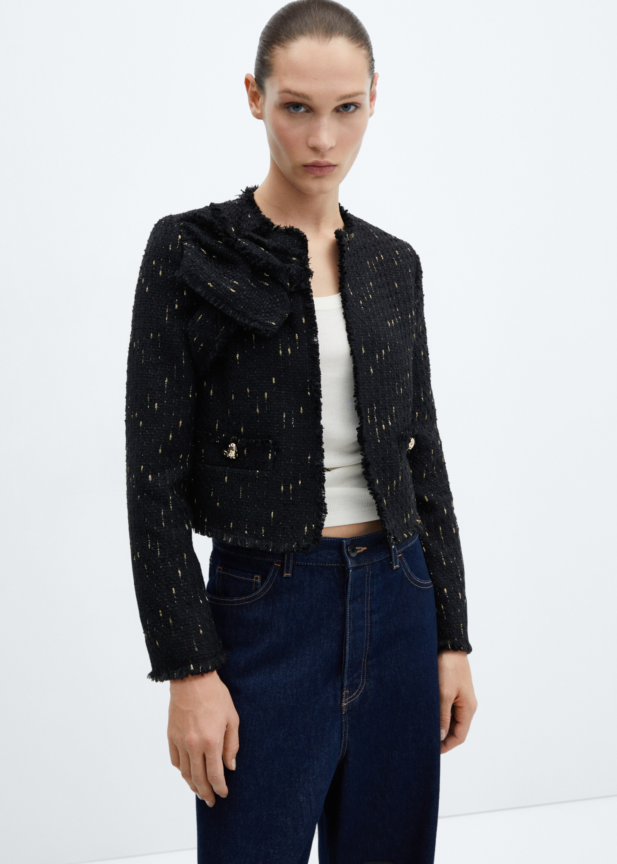 Tweed jacket with lurex details - Medium plane