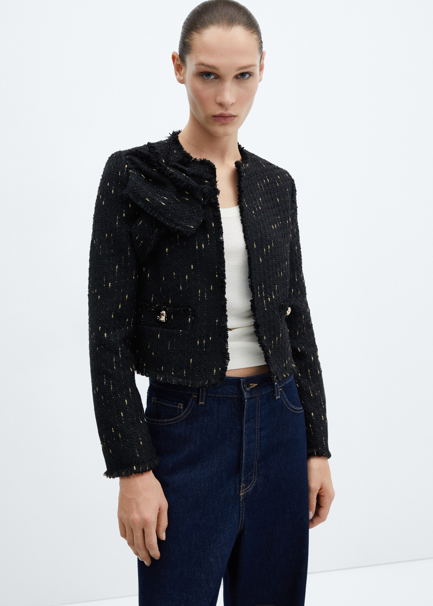 Tweed jacket with lurex details - Medium plane