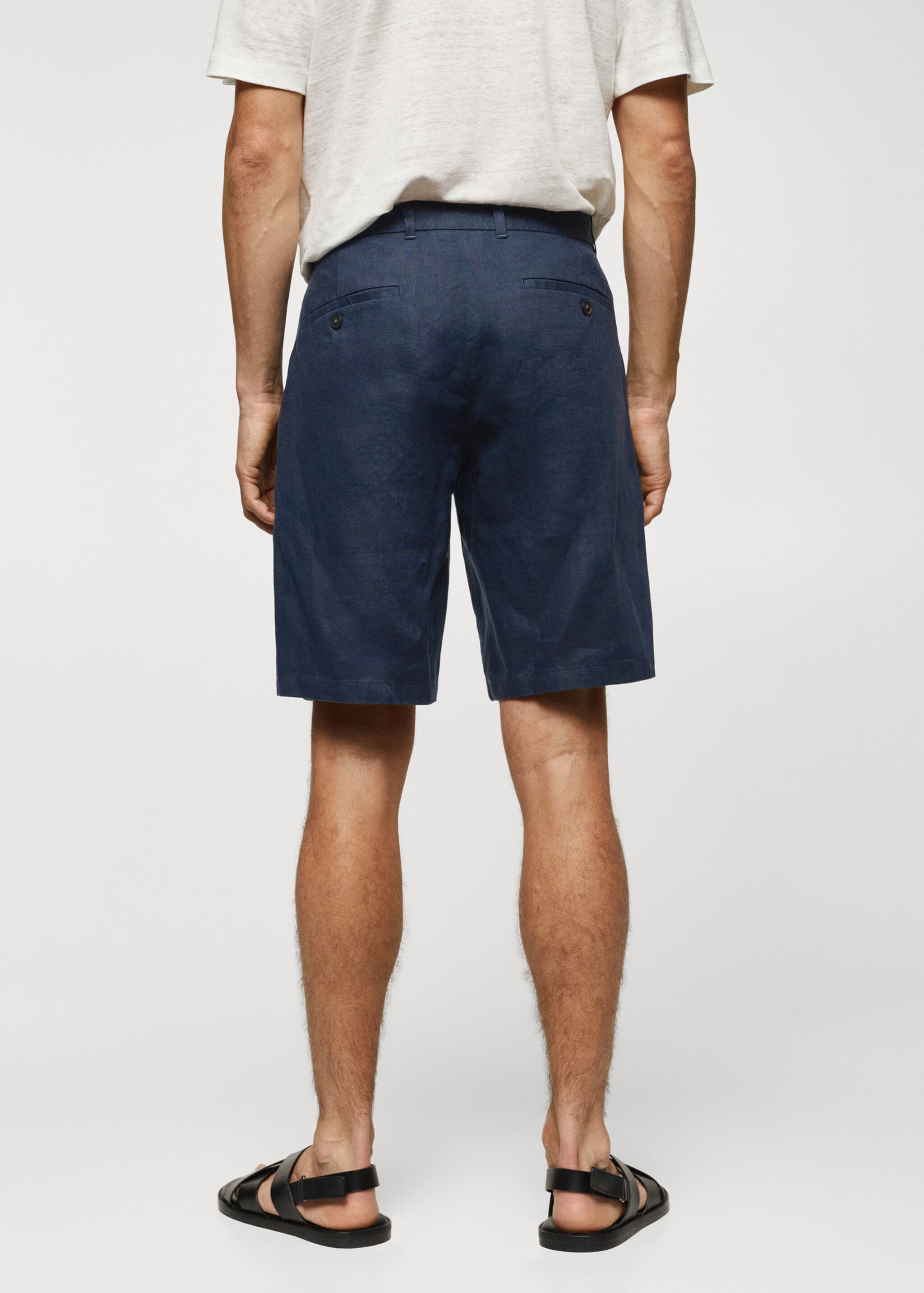 100% linen bermuda shorts - Reverse of the article, Navy. Ref: 67050617-00.