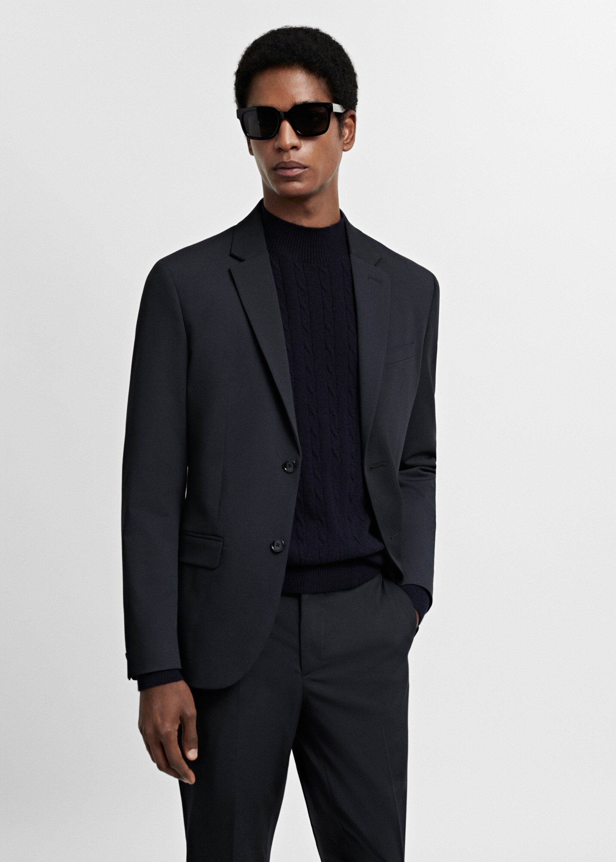 Σακάκι κοστουμιού super slim fit ύφασμα stretch - Μεσαίο πλάνο, Ναυτικό Μπλε . Ref: 67050622-00.