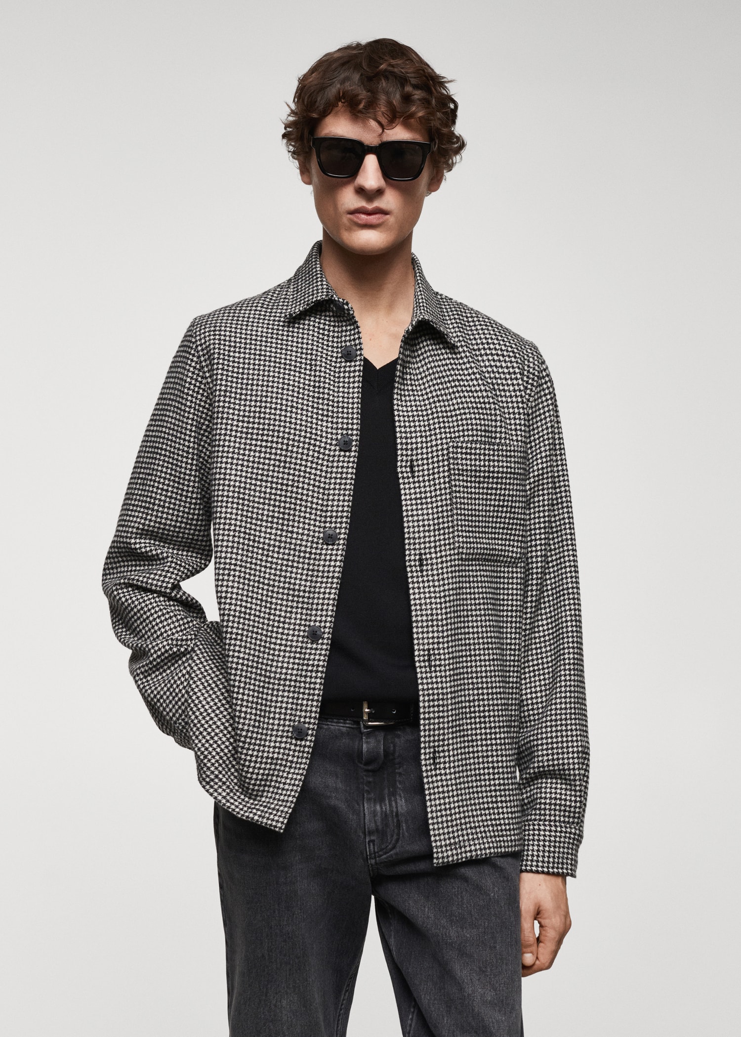 Micro Houndstooth Wool Jacket Mango Dogtooth Jacket MANGO Micro