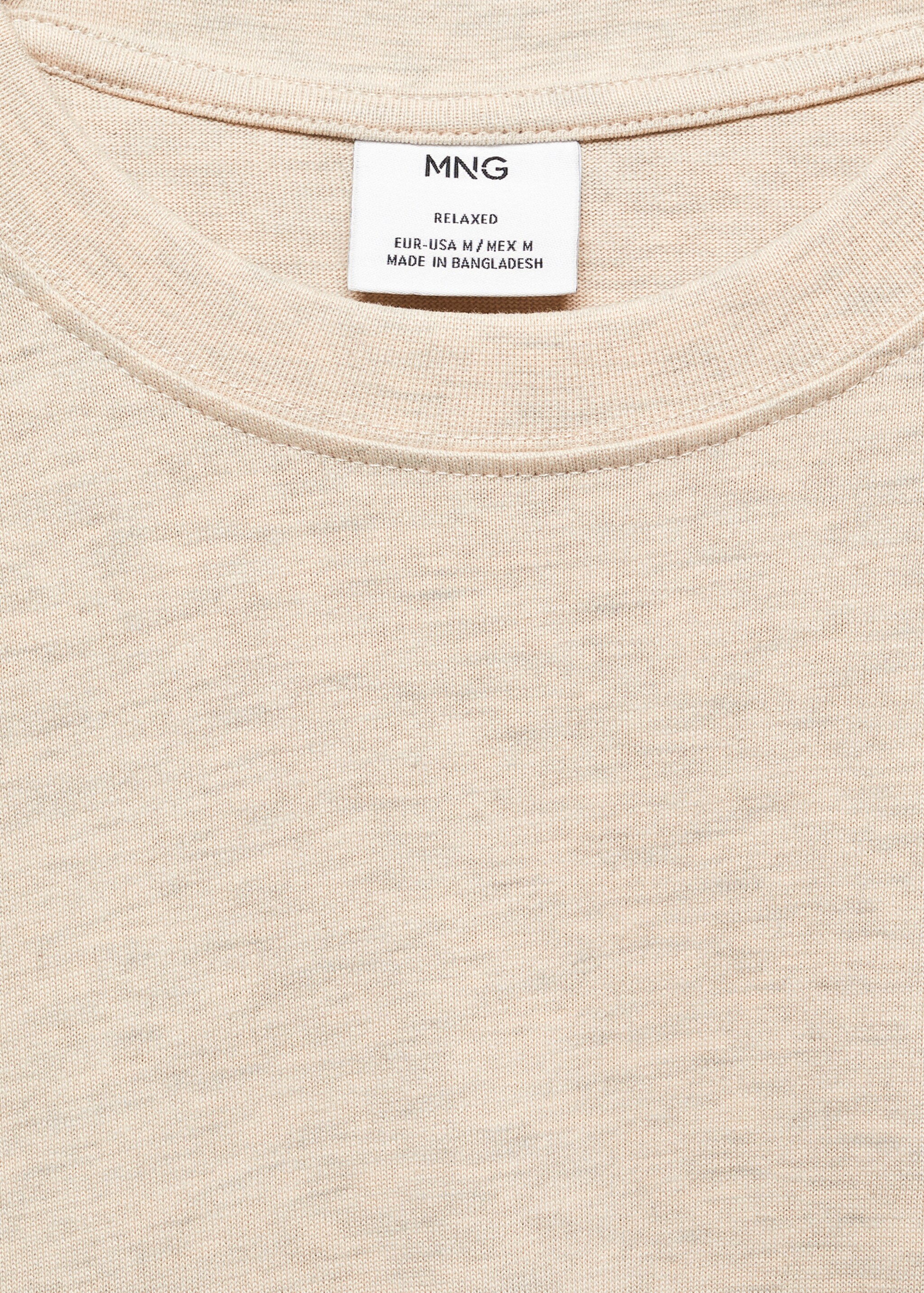 Basic 100% cotton relaxed-fit t-shirt - Details of the article 8, Sand. Ref: 67050644-00.