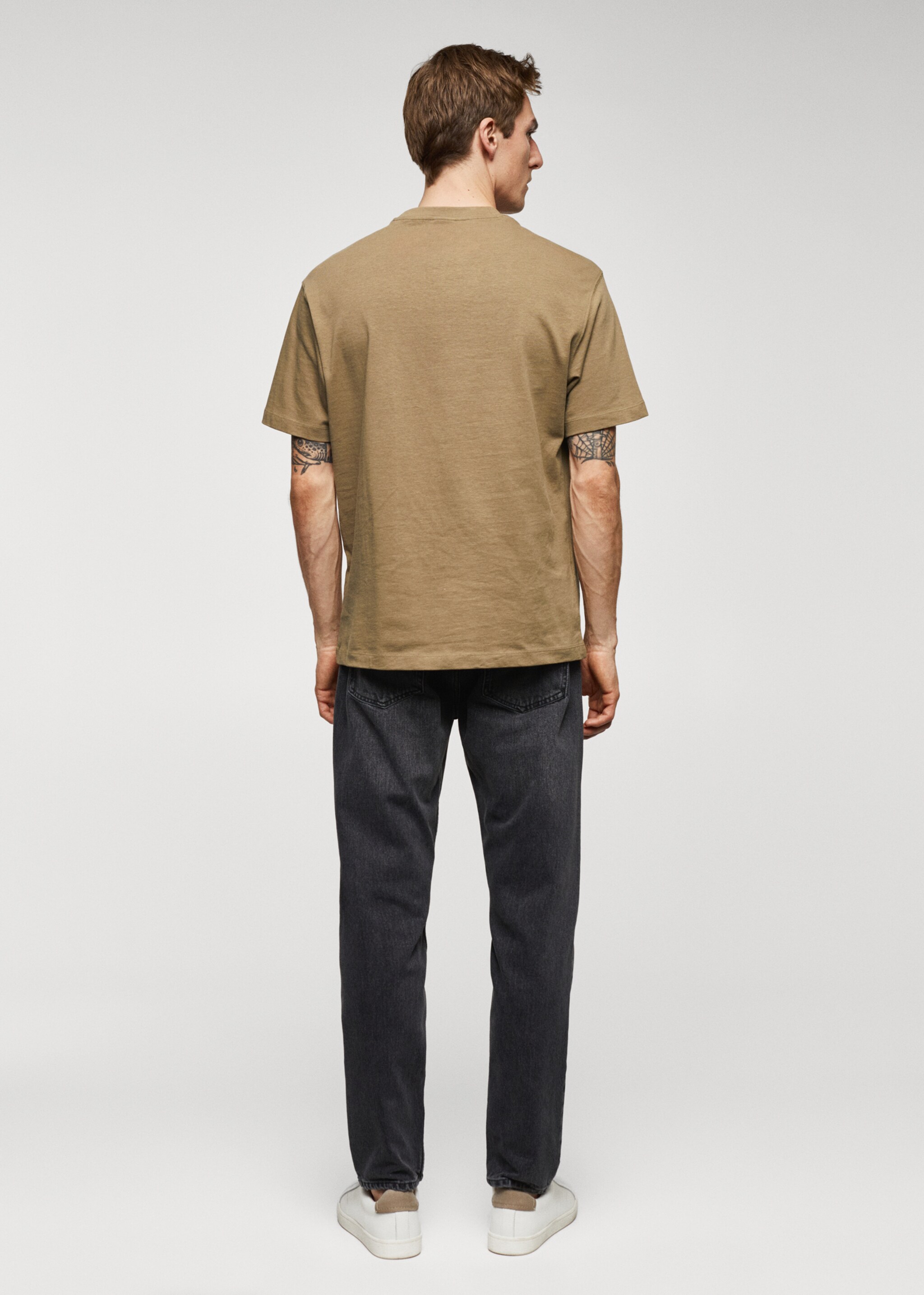 Basic 100% cotton relaxed-fit t-shirt - Reverse of the article, Medium Brown. Ref: 67050644-00.