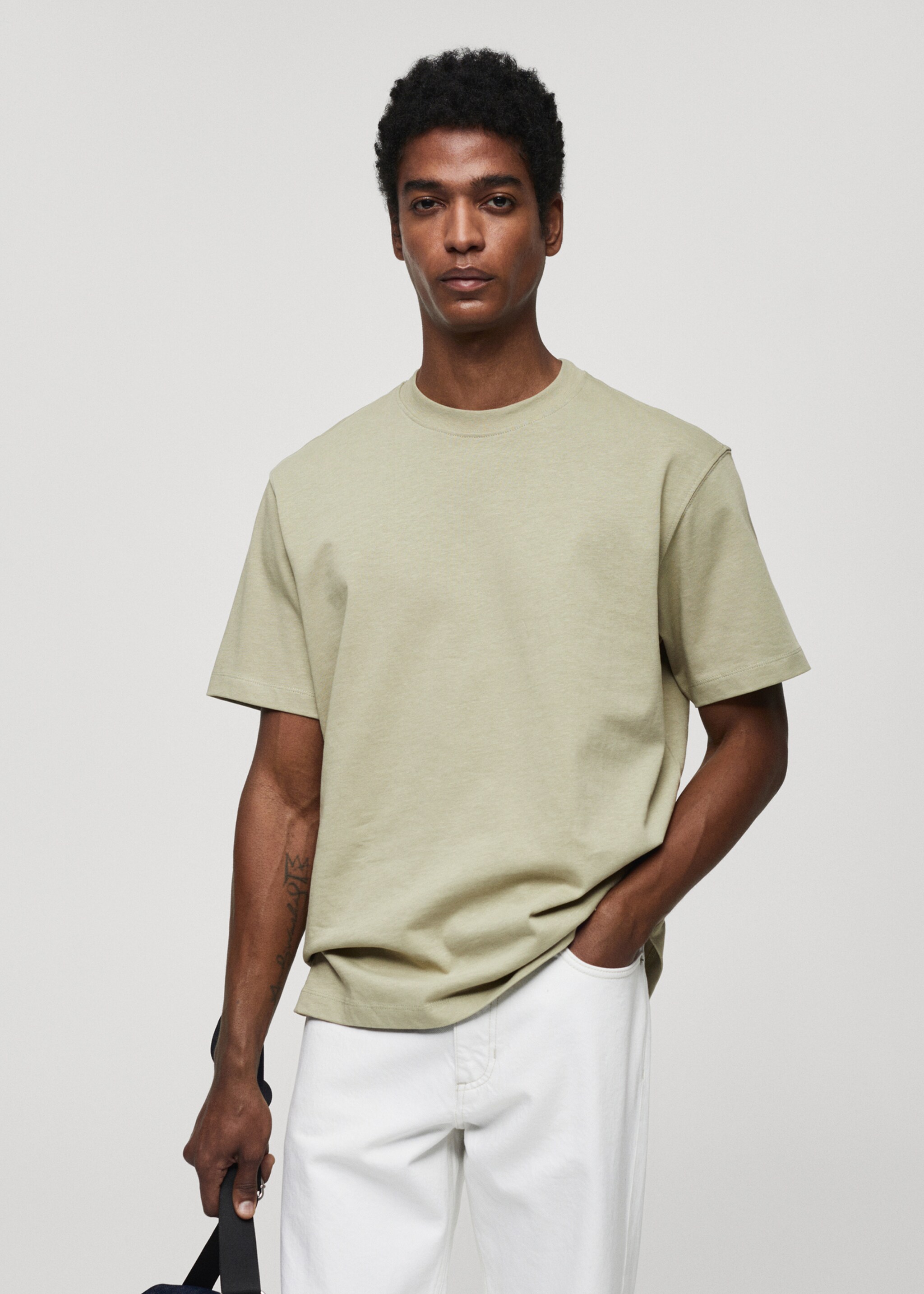 Basic 100% cotton relaxed-fit t-shirt - Medium plane, Medium Green. Ref: 67050644-00.