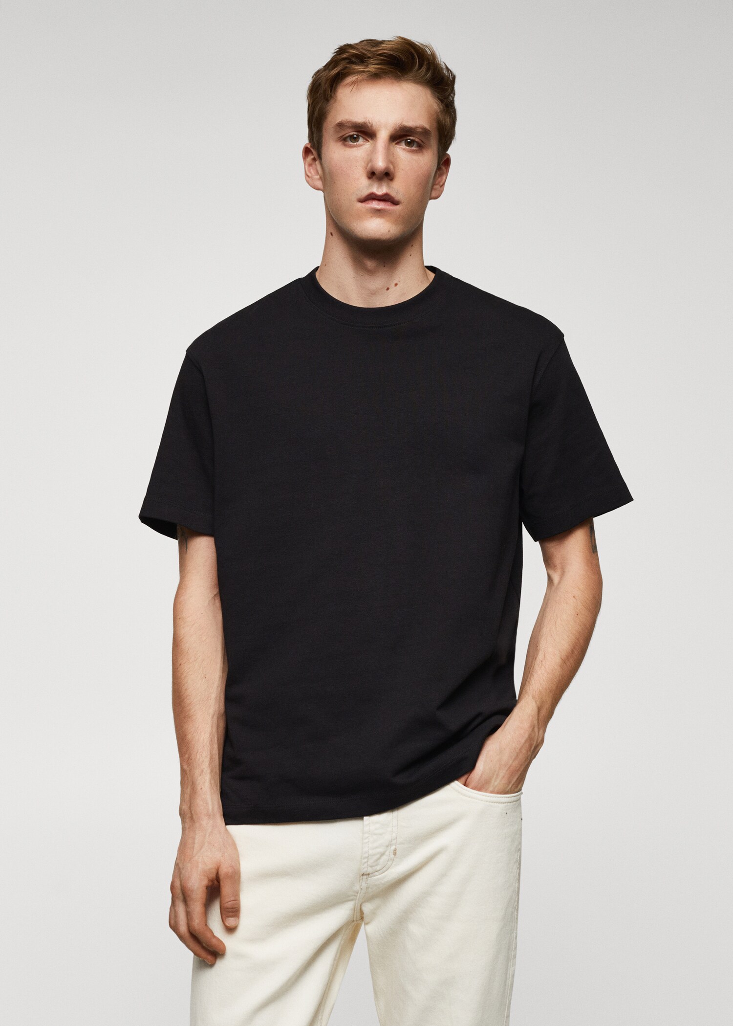 Camiseta básica 100% algodón relaxed fit - Plano medio