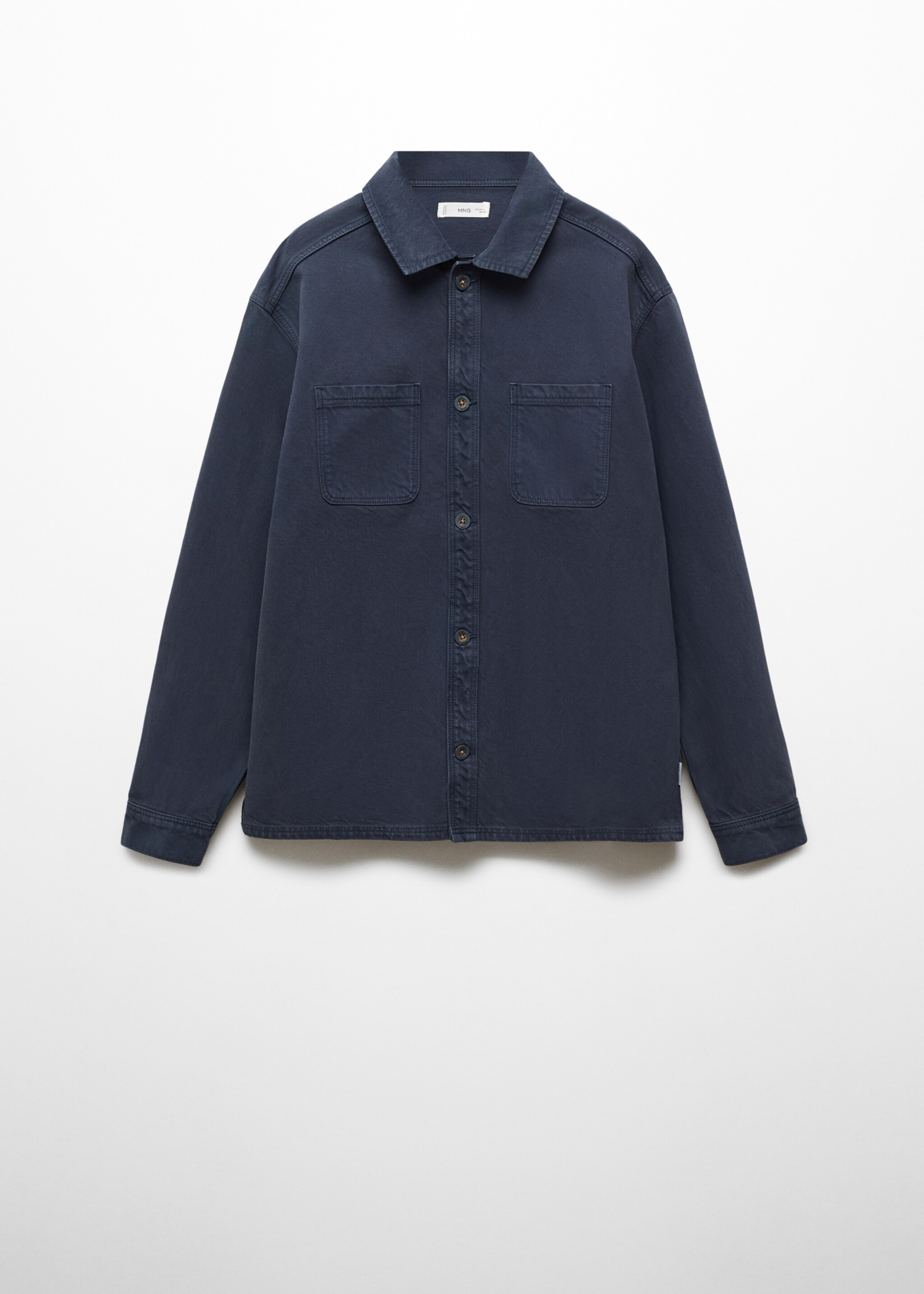 Cotton overshirt with buttons - Article without model, Navy. Ref: 67050675-00.