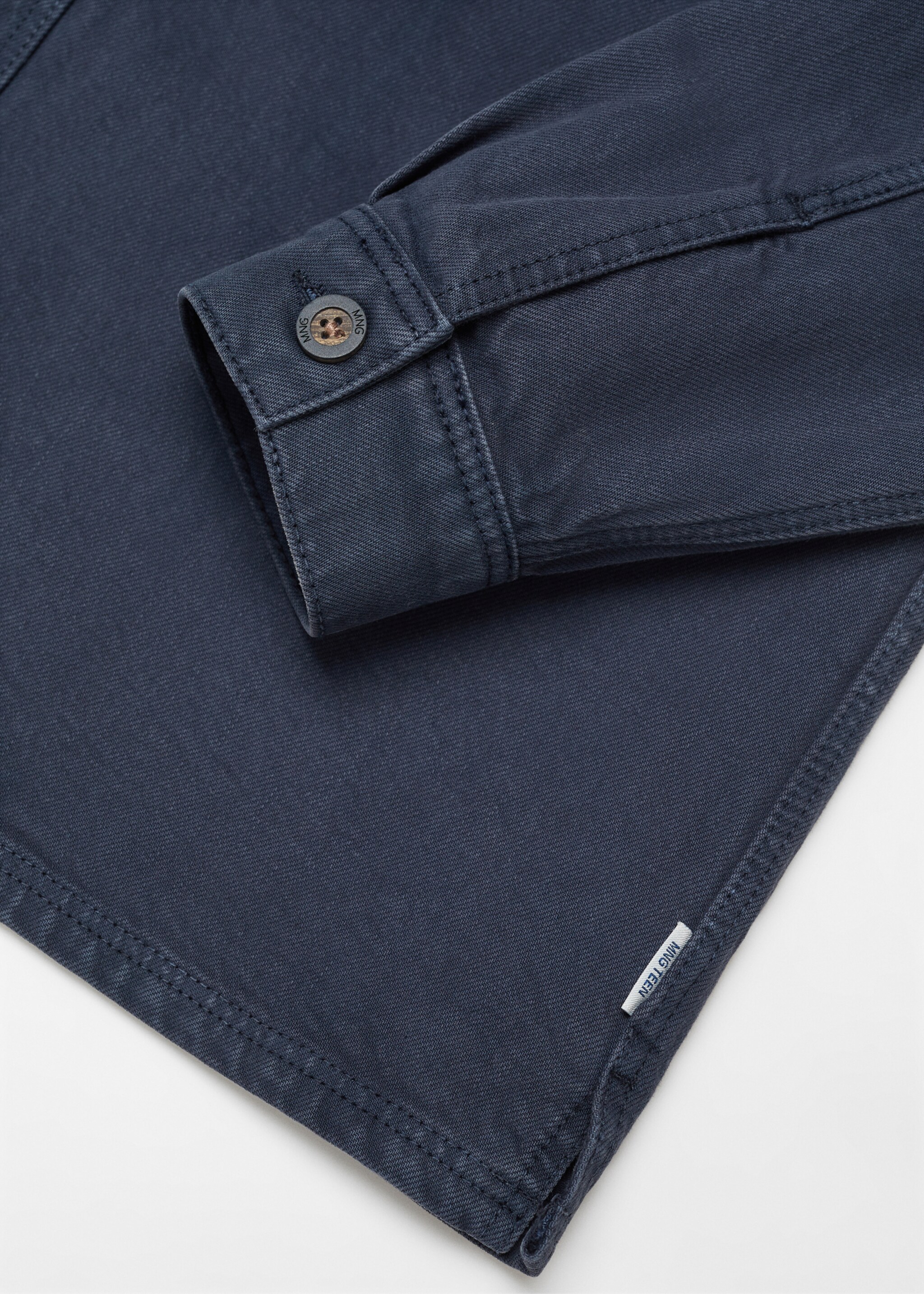 Cotton overshirt with buttons - Details of the article 8, Navy. Ref: 67050675-00.