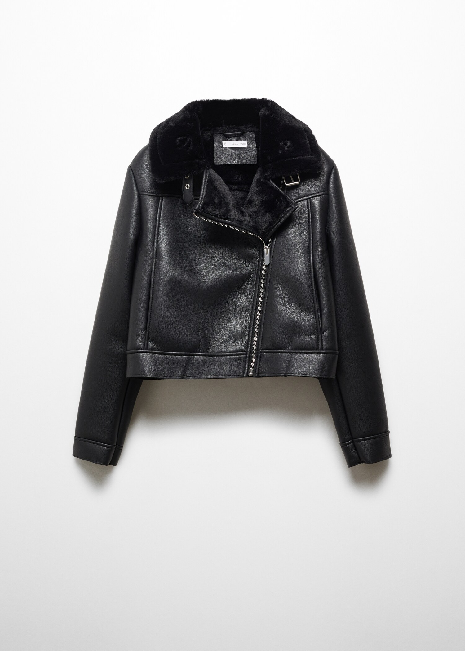 Biker jacket with shearling-effect lining - Article without model
