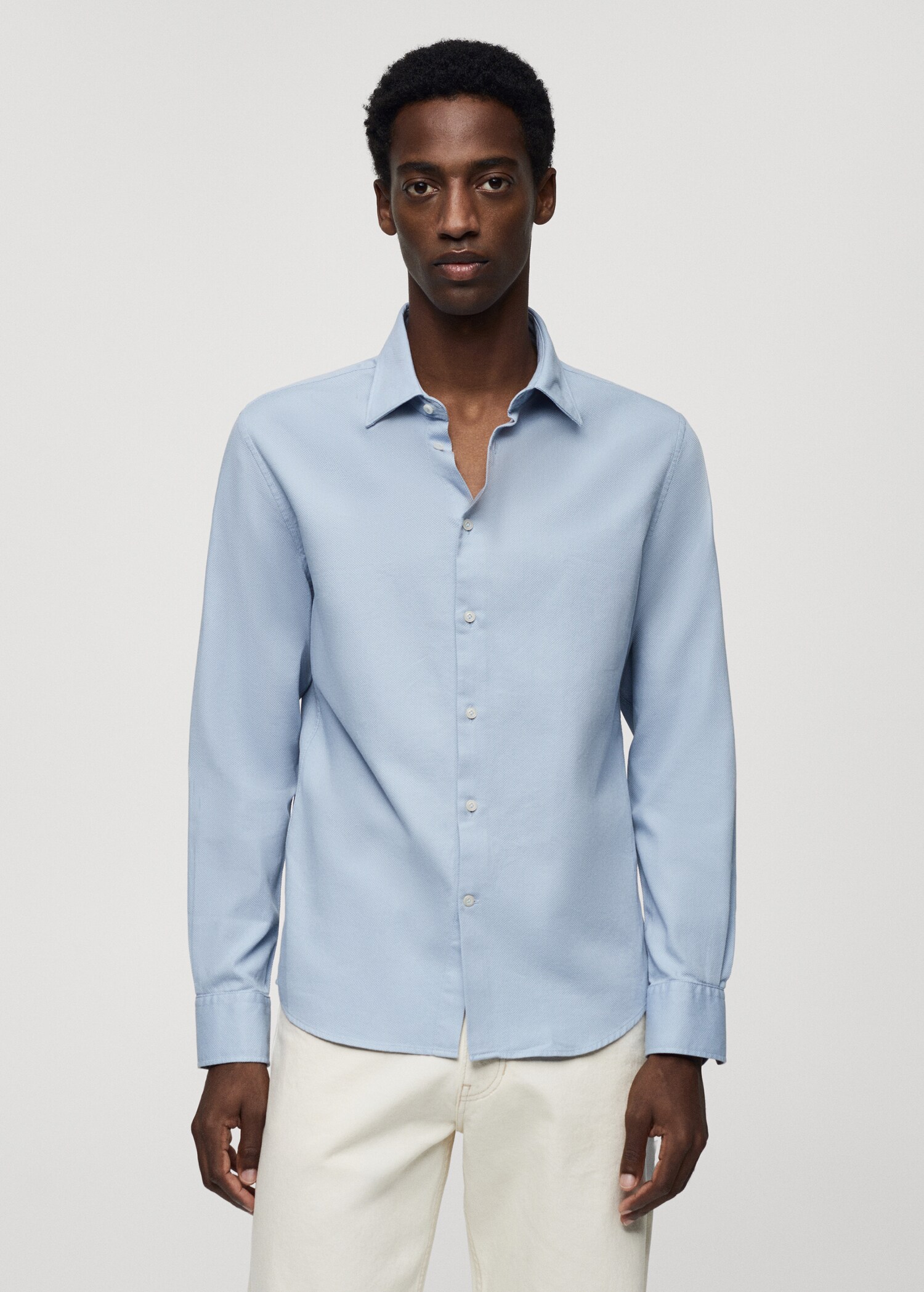 Πουκάμισο slim fit βαμβάκι ανάγλυφο - Μεσαίο πλάνο