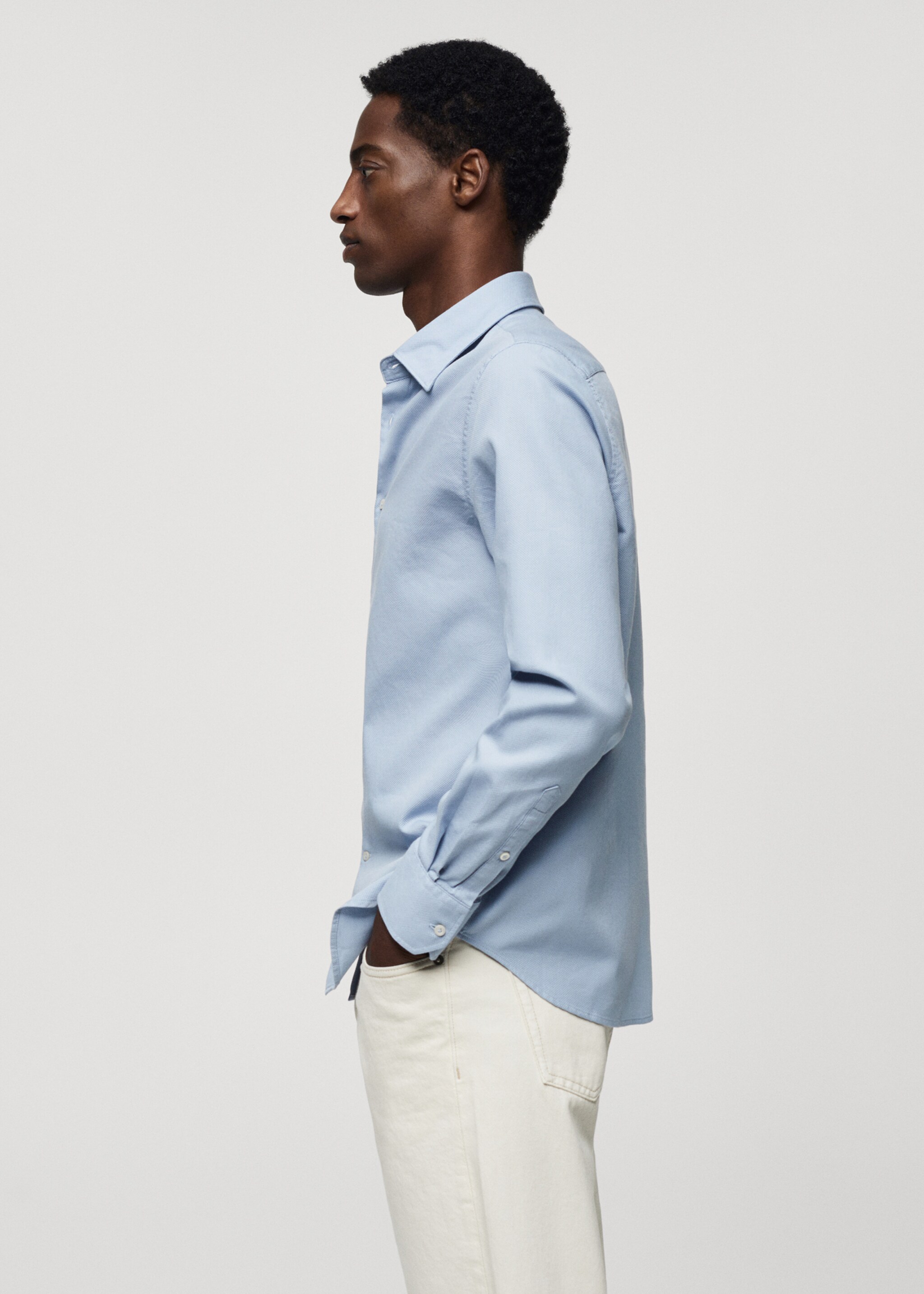 Slim-fit cotton structured shirt - Details of the article 2