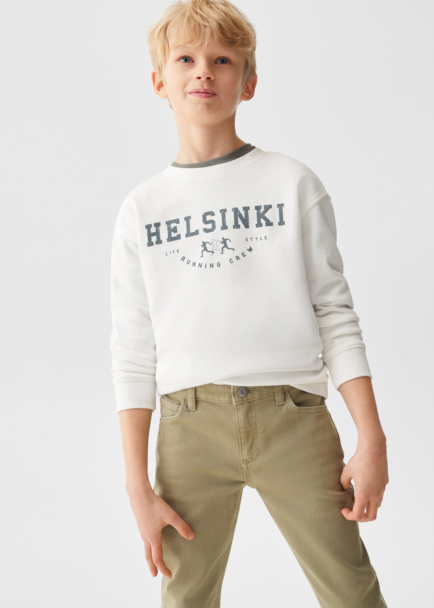 Straight-fit cotton trousers - Medium plane