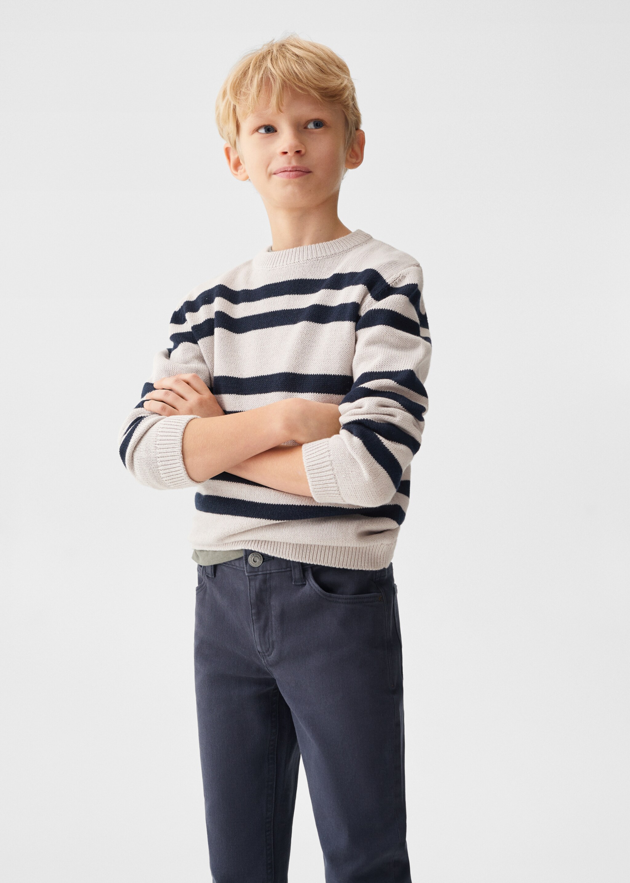 Straight-fit cotton trousers - Medium plane