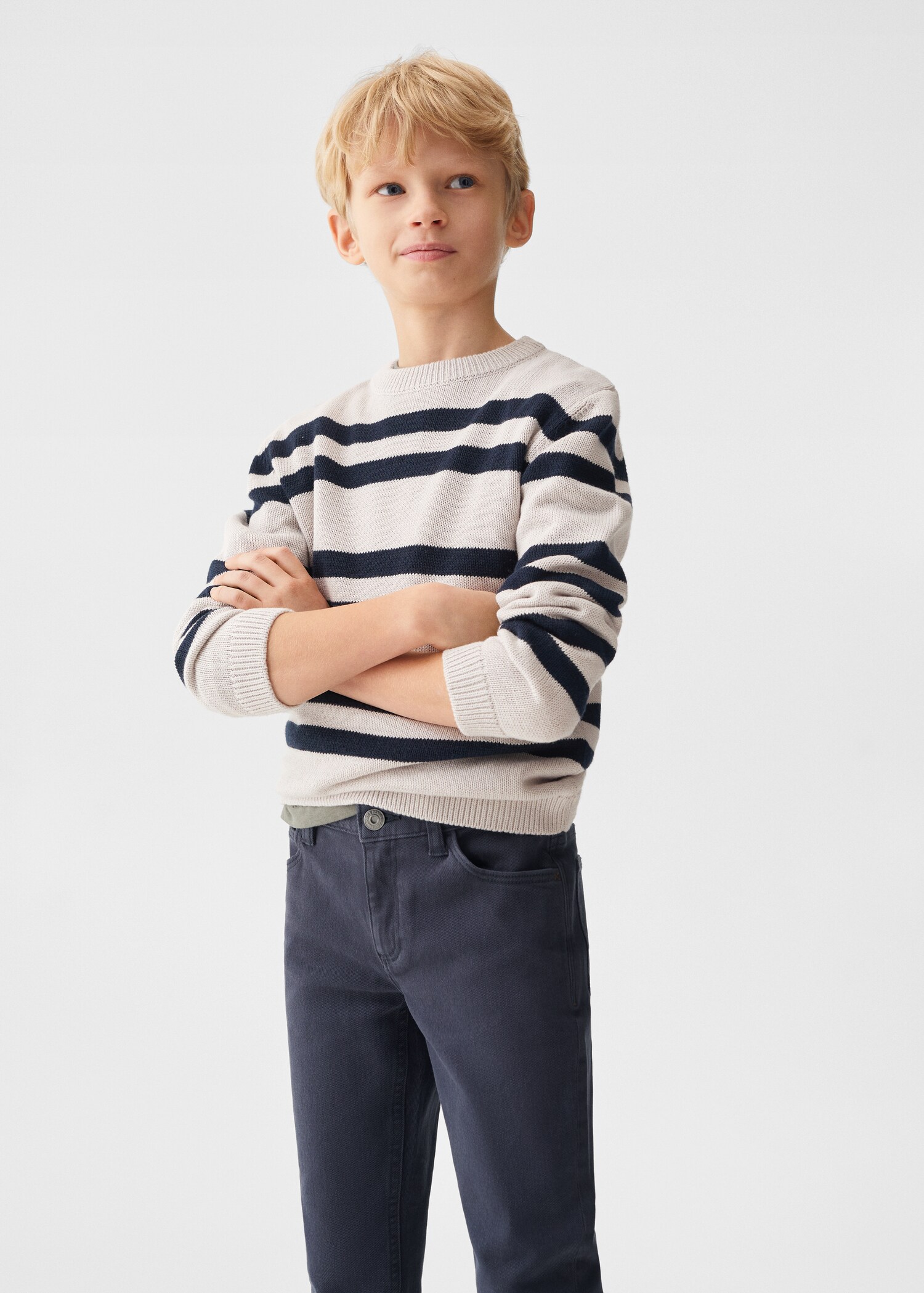 Straight-fit cotton trousers - Medium plane
