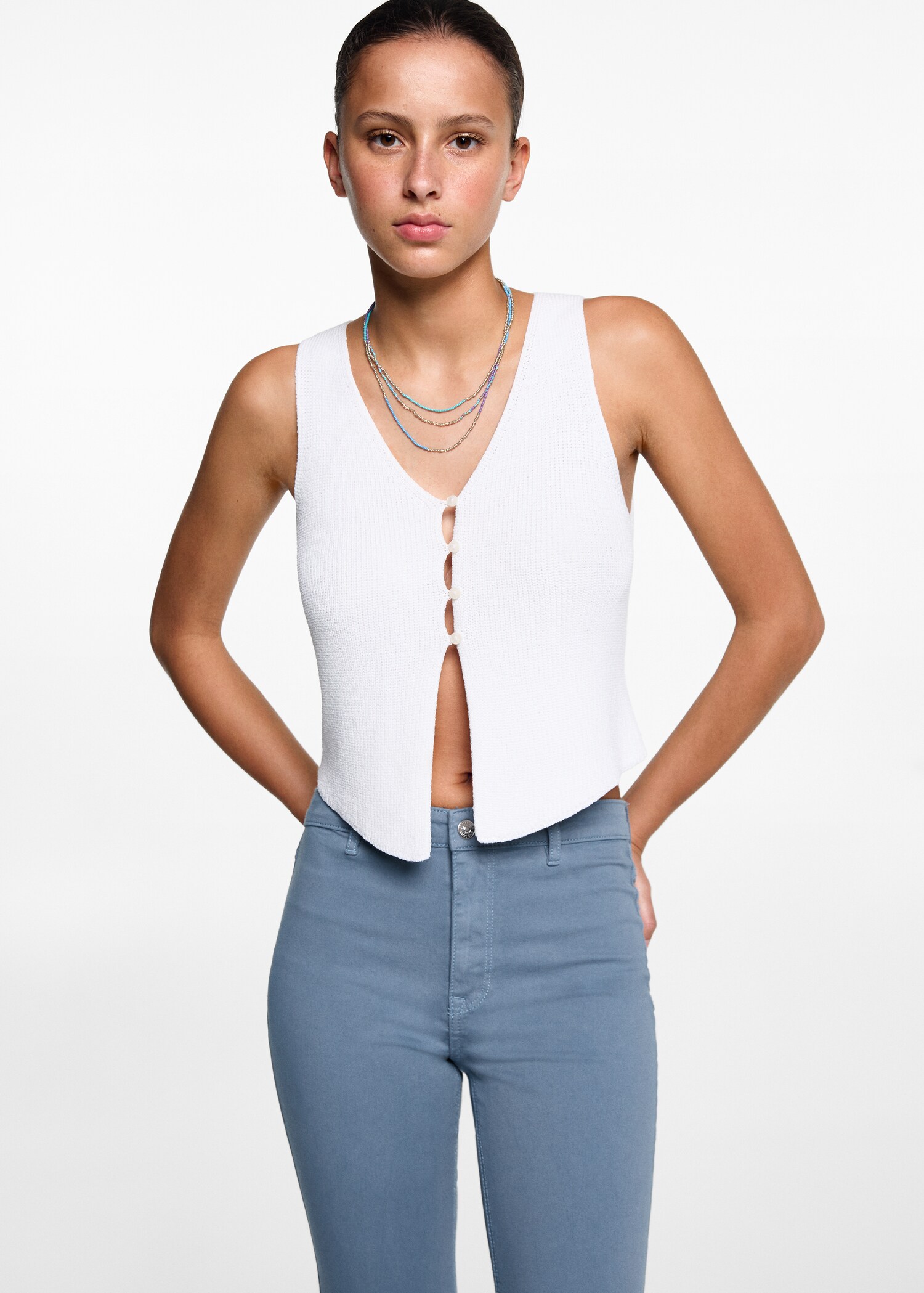 Flared jeans with opening - Medium plane