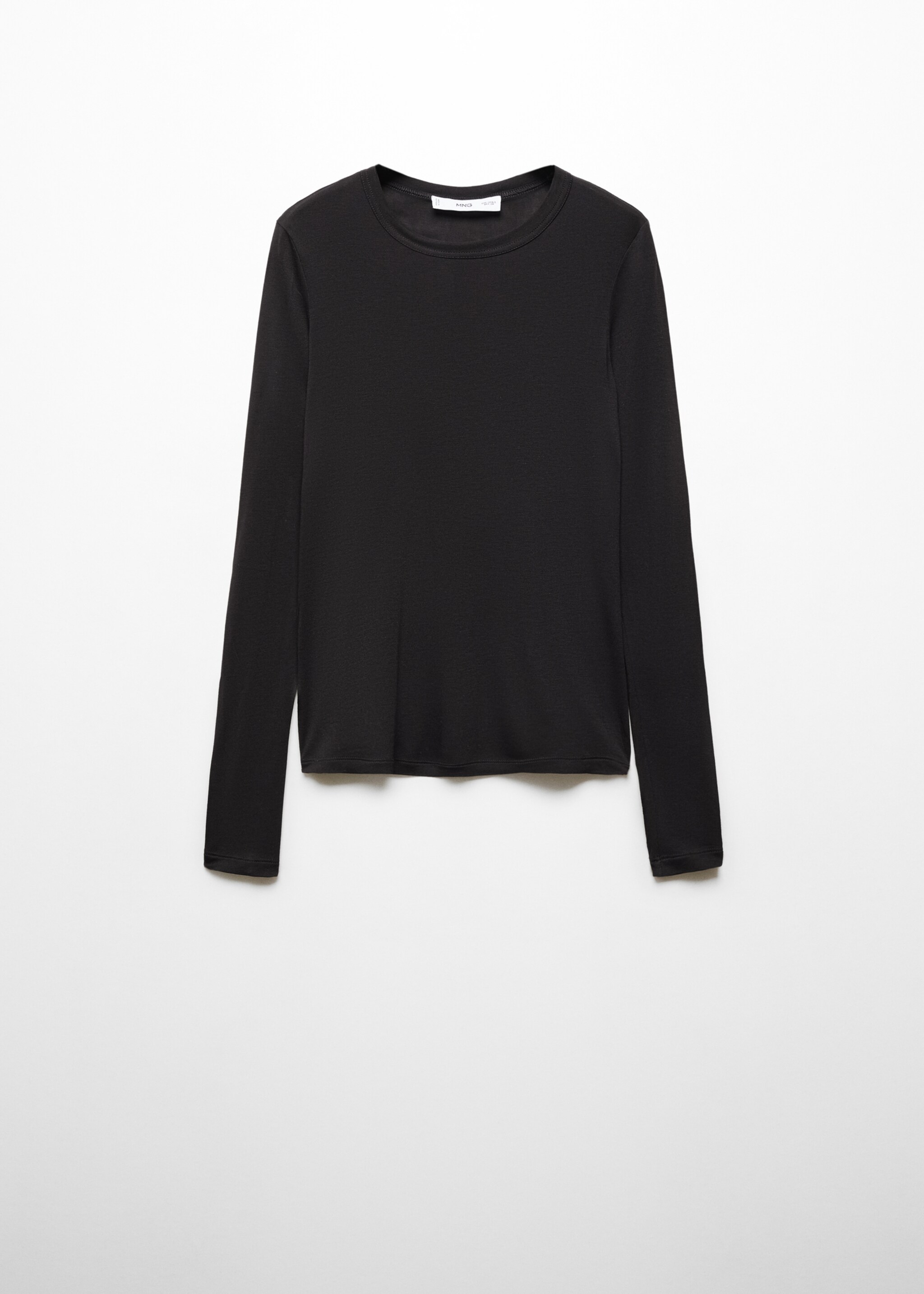 Round-neck long-sleeved t-shirt - Article without model, Black. Ref: 67052922-00.