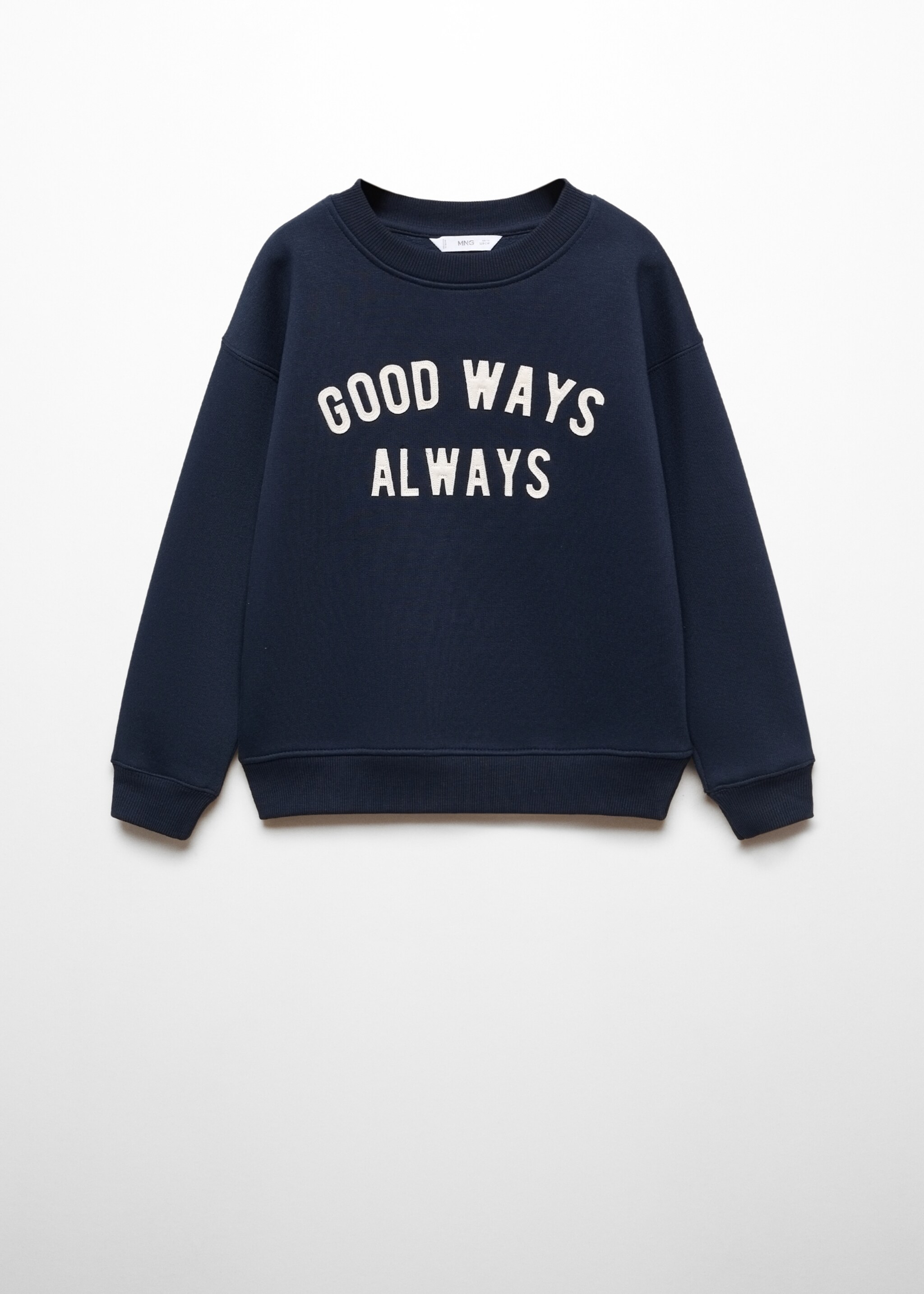 Embroidered message sweatshirt - Article without model, Dark Navy. Ref: 67053268-00.