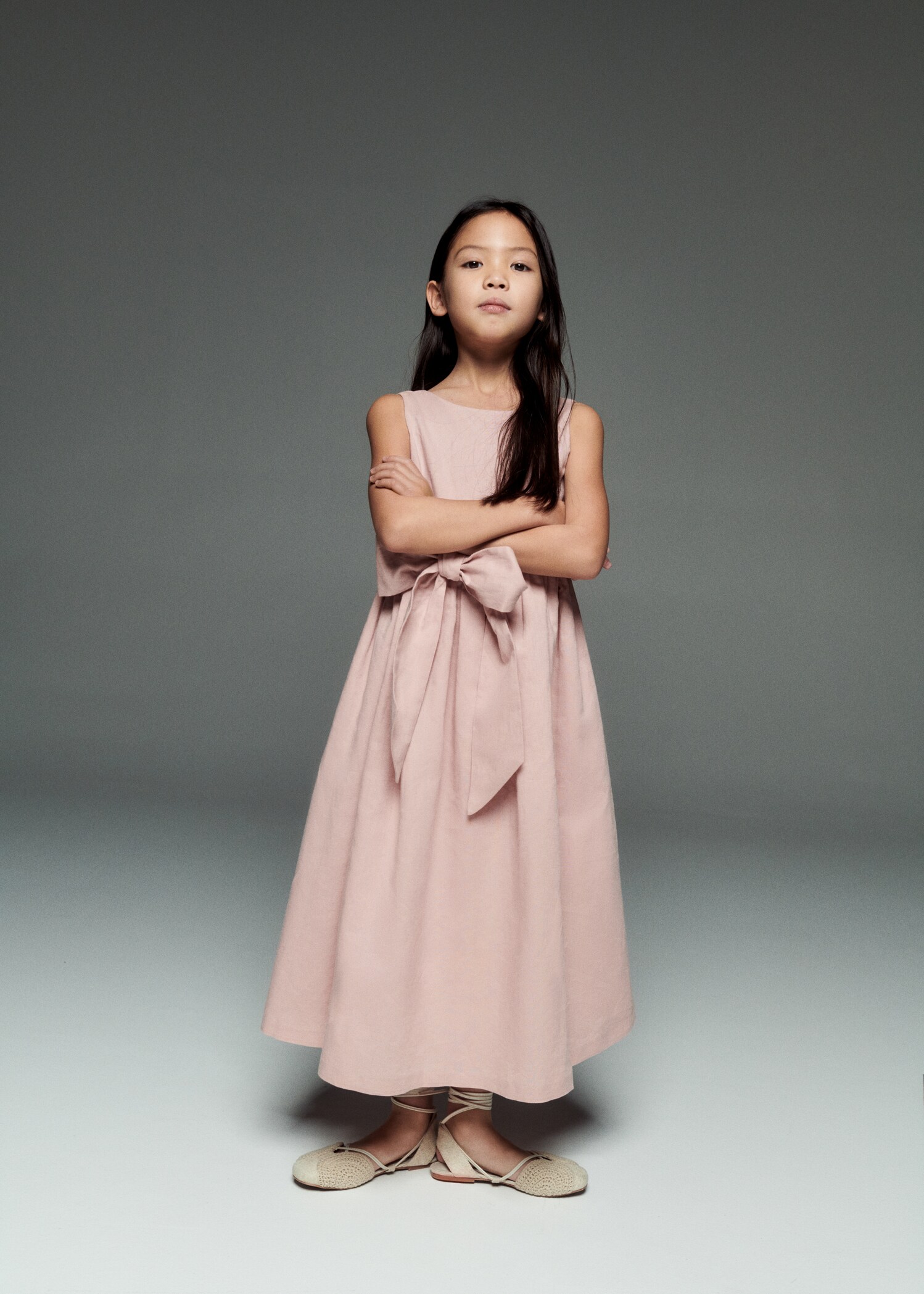 Bow linen-blend dress - Details of the article 5