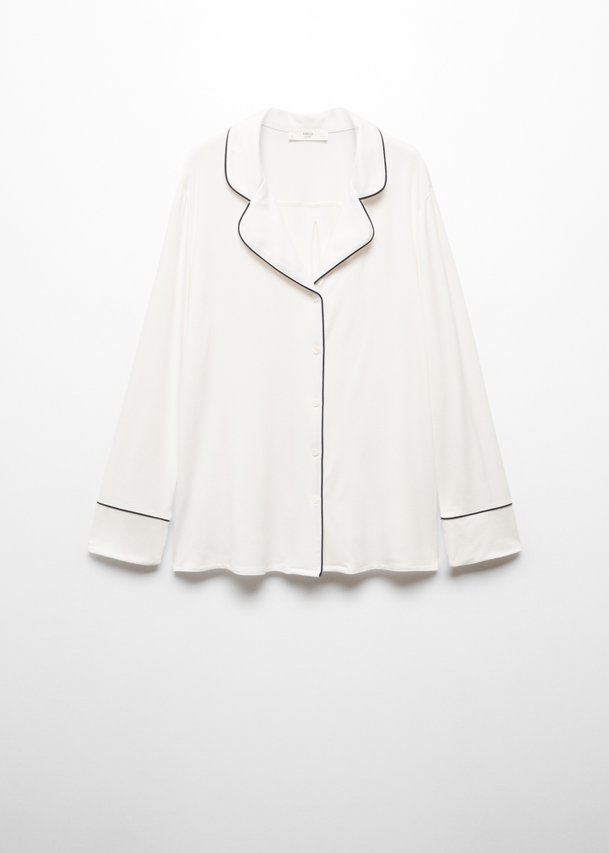 Pyjama shirt with trim - Article without model, White. Ref: 67054020-00.
