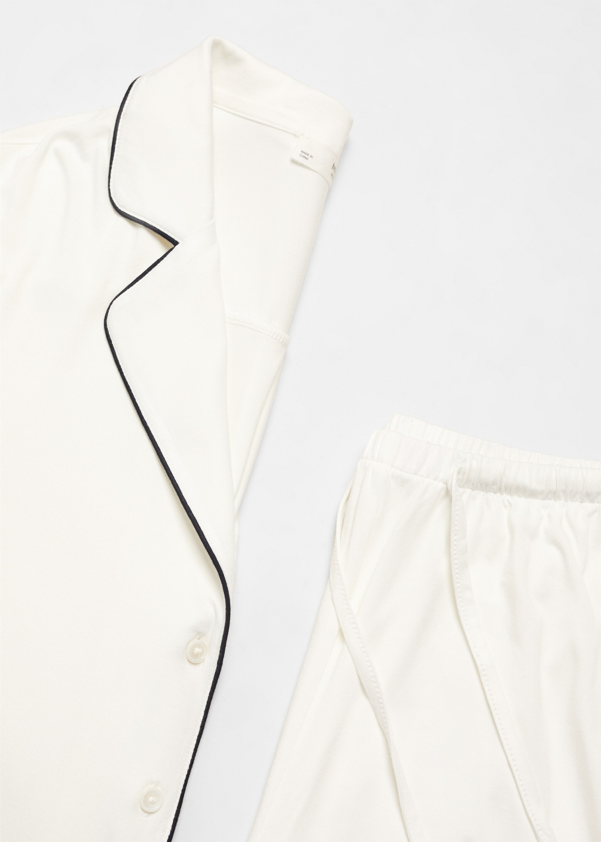 Pyjama shirt with trim - Details of the article 0, White. Ref: 67054020-00.