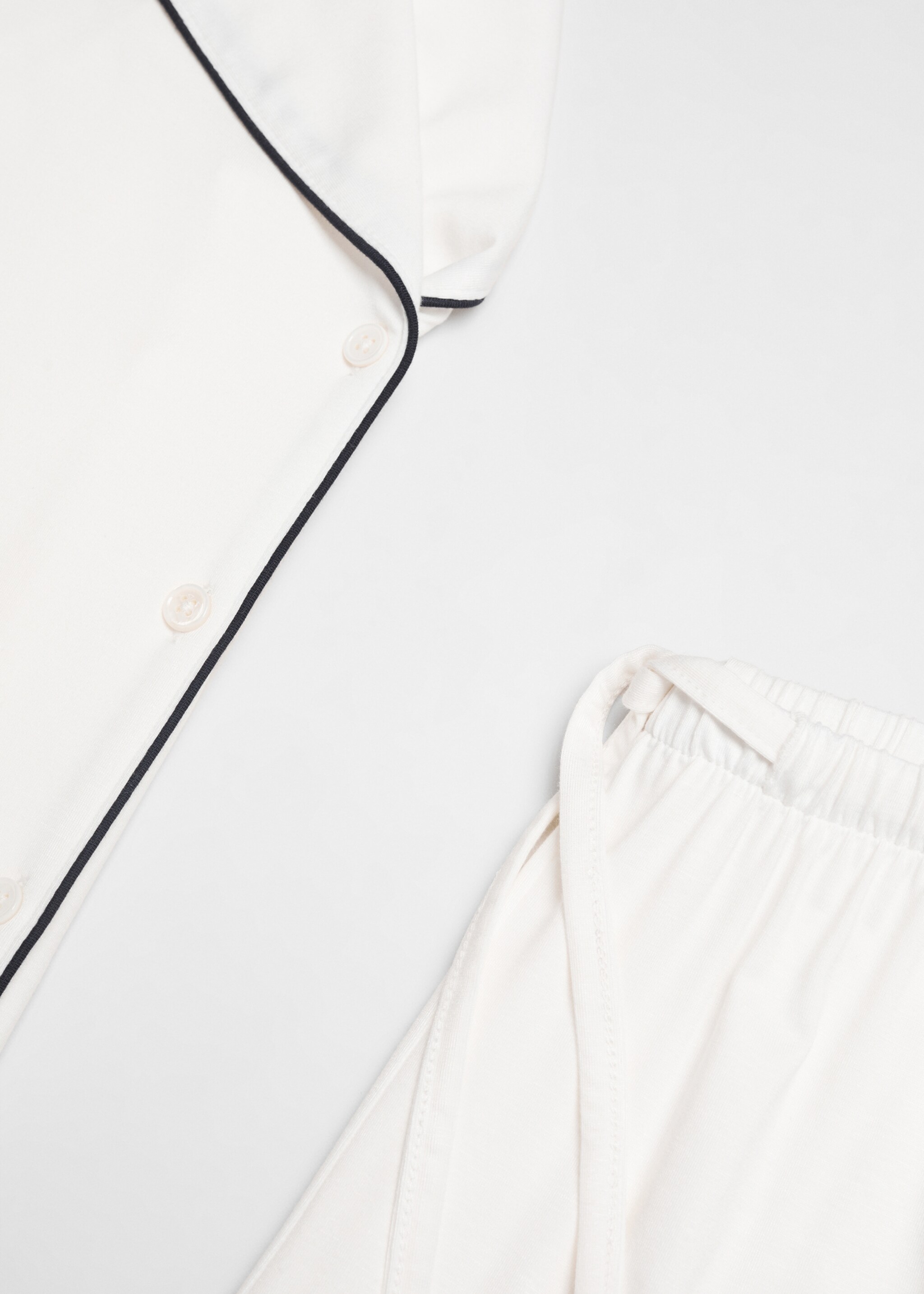 Pyjama shirt with trim - Details of the article 8, White. Ref: 67054020-00.
