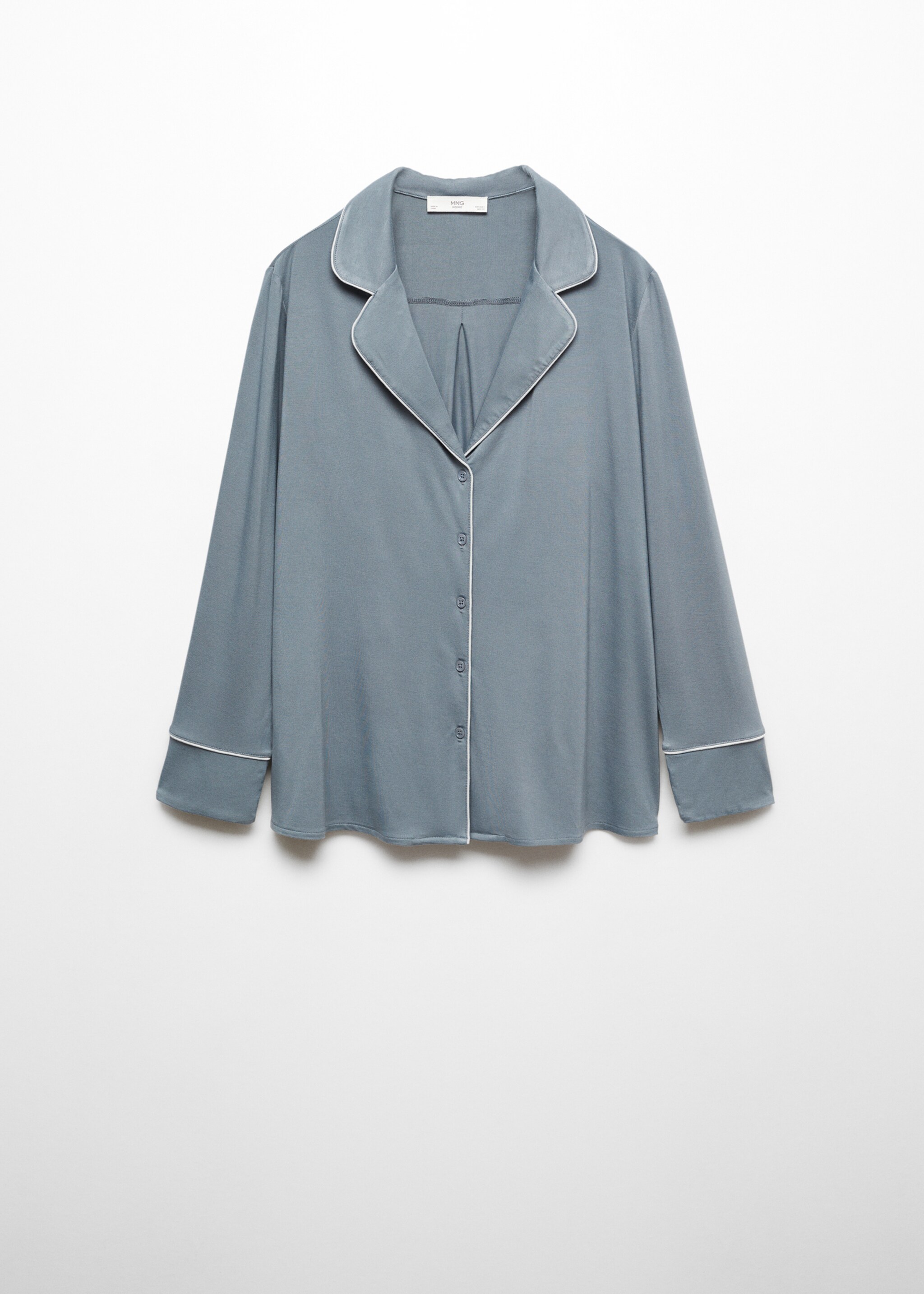 Pyjama shirt with trim - Article without model, Ink Blue. Ref: 67054020-00.