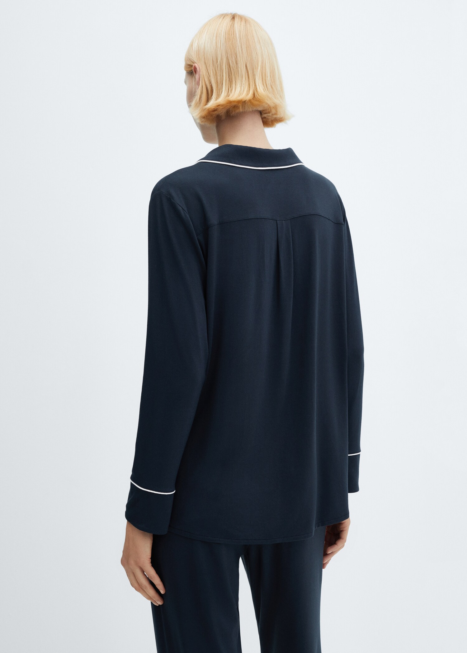 Pyjama shirt with trim - Reverse of the article