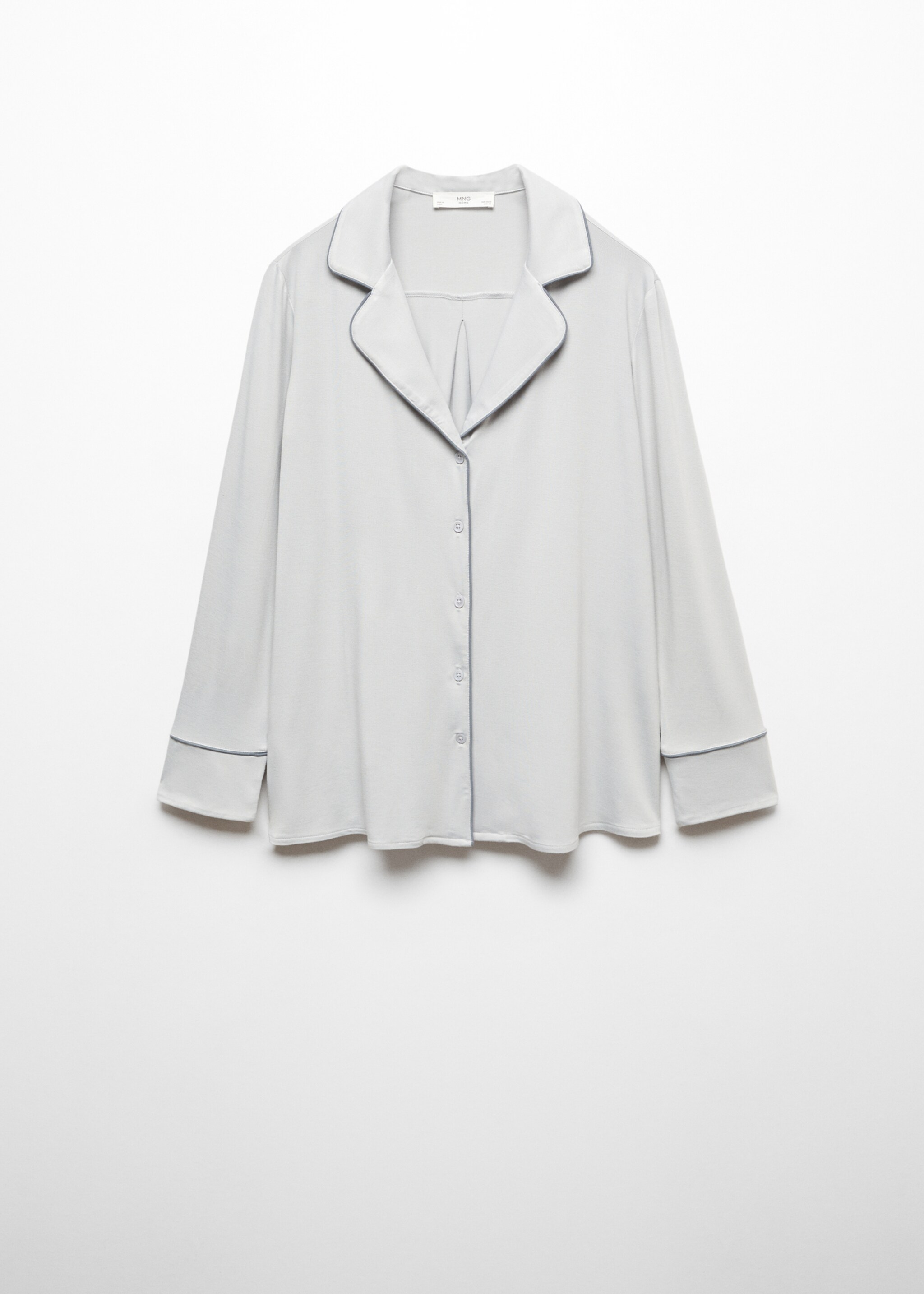 Pyjama shirt with trim - Article without model, Light Heather Grey. Ref: 67054020-00.