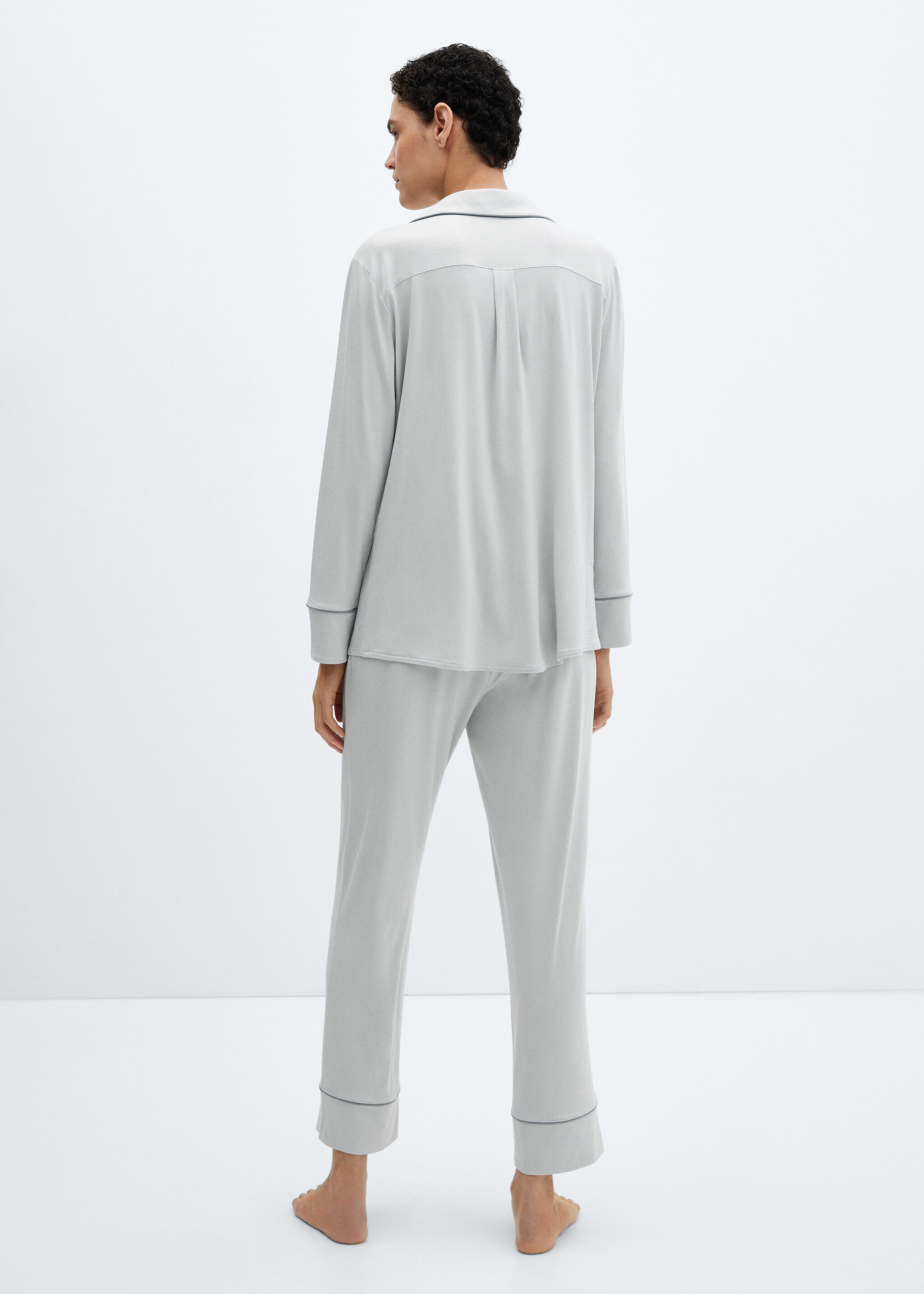 Pyjama shirt with trim - Reverse of the article, Light Heather Grey. Ref: 67054020-00.