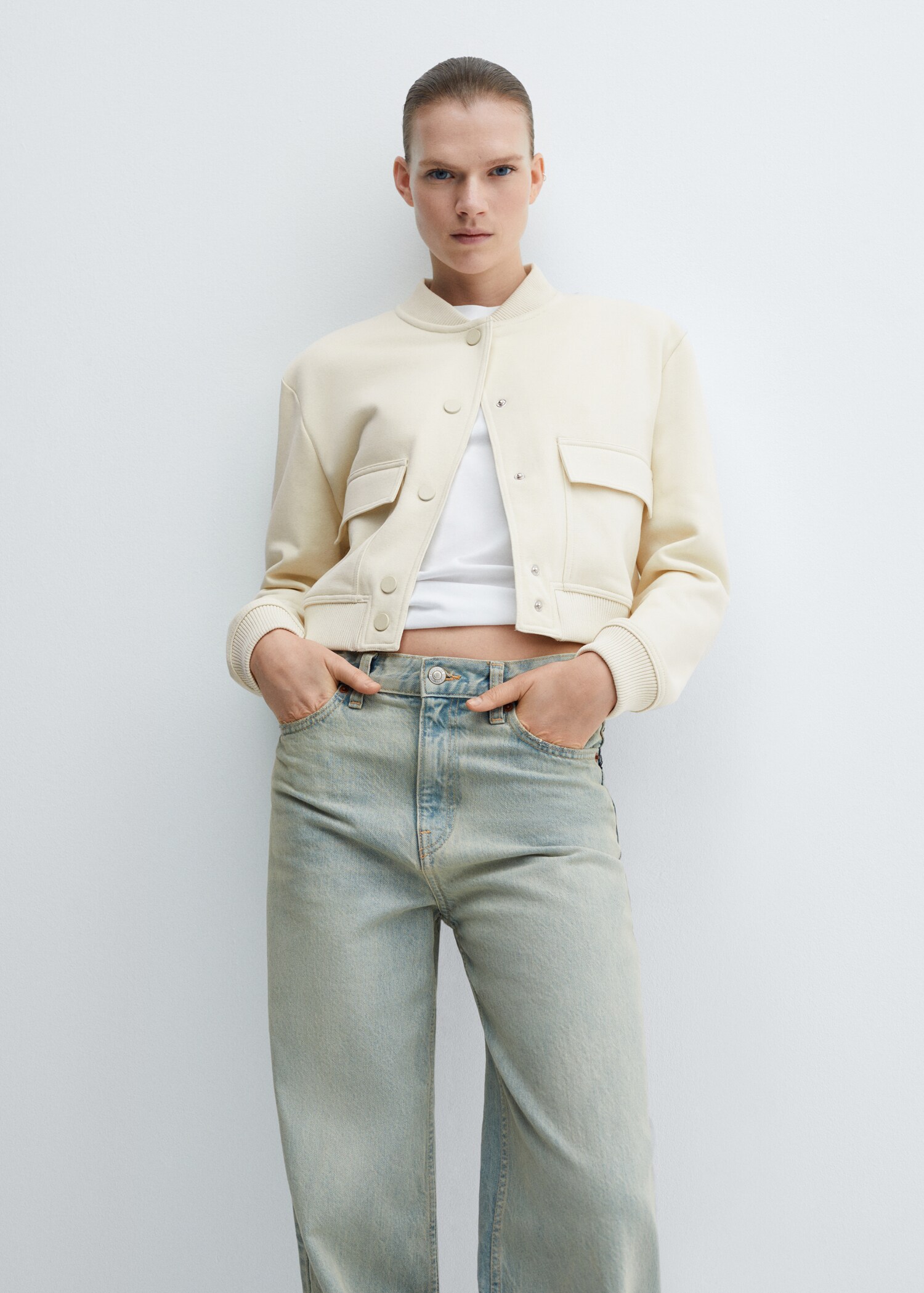 Cotton bomber jacket - Medium plane