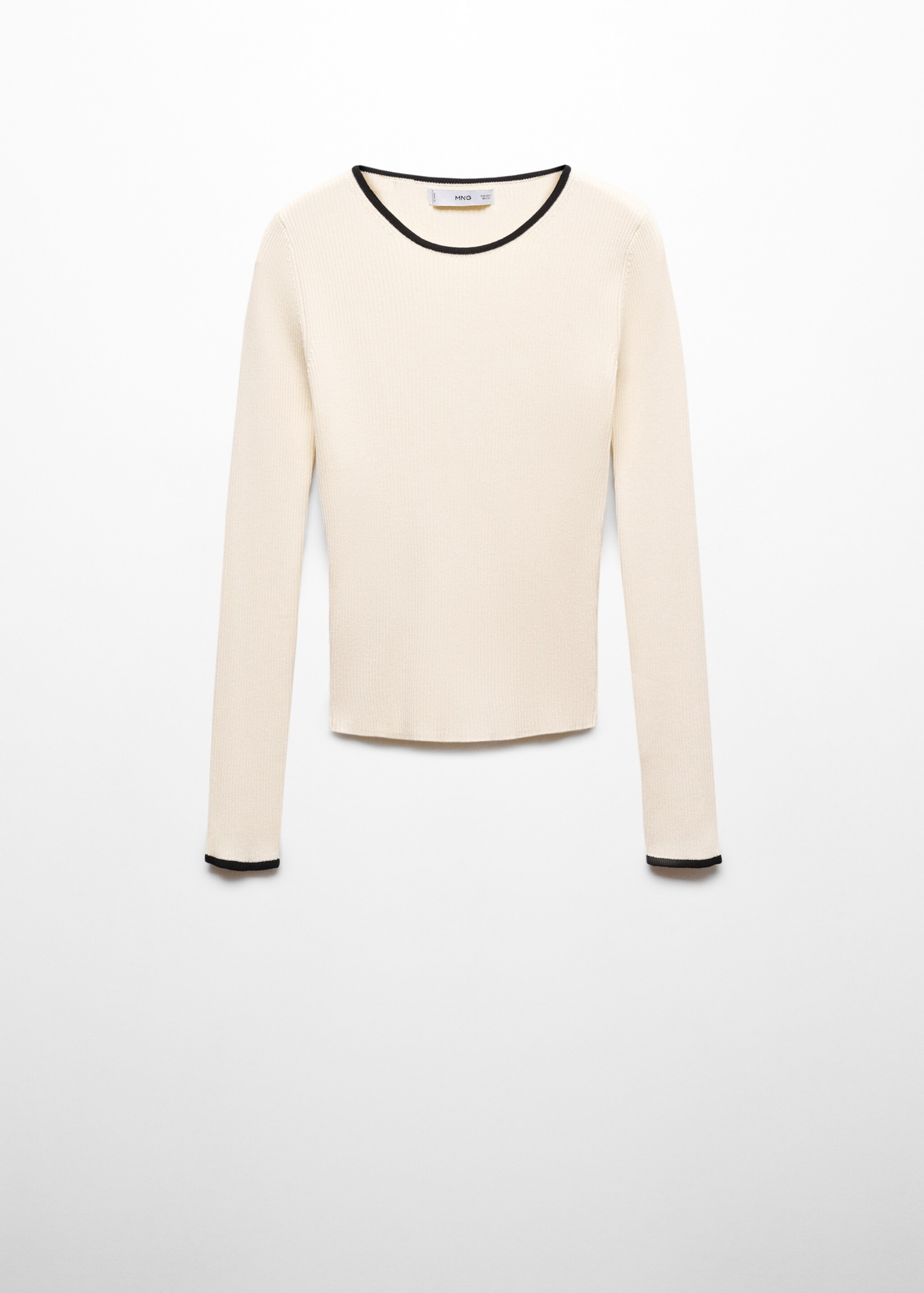 Contrast trim sweater - Article without model, Ecru. Ref: 67054034-00.