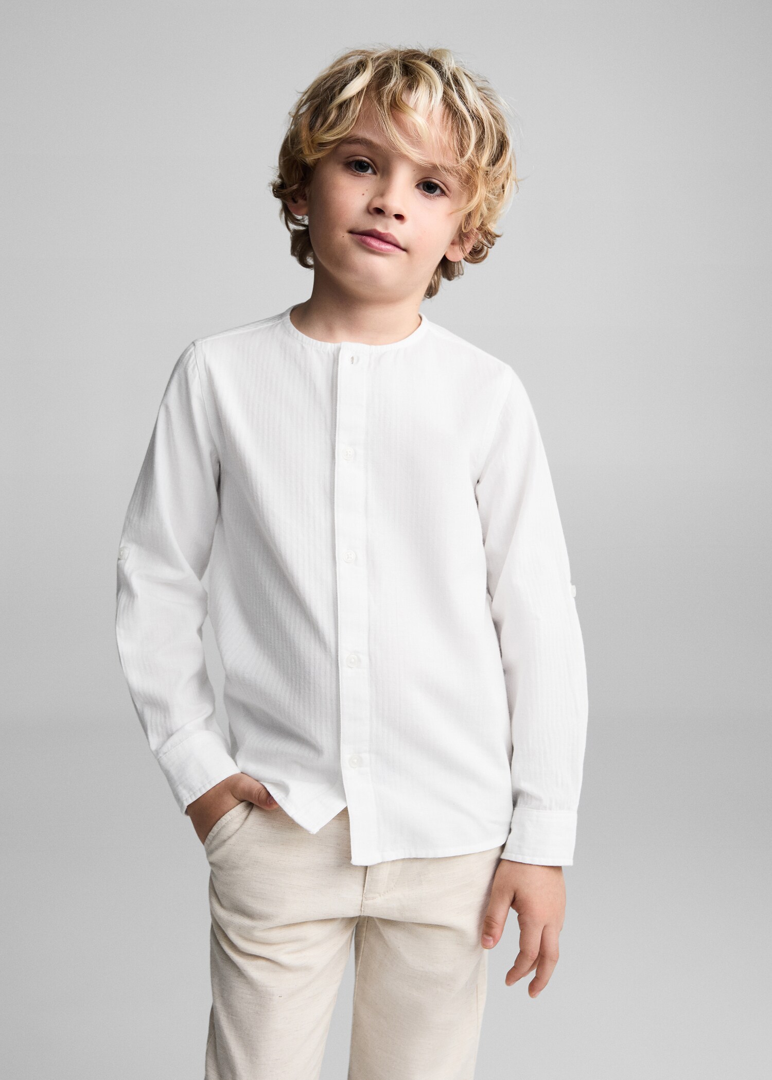 Crew-neck cotton shirt - Medium plane