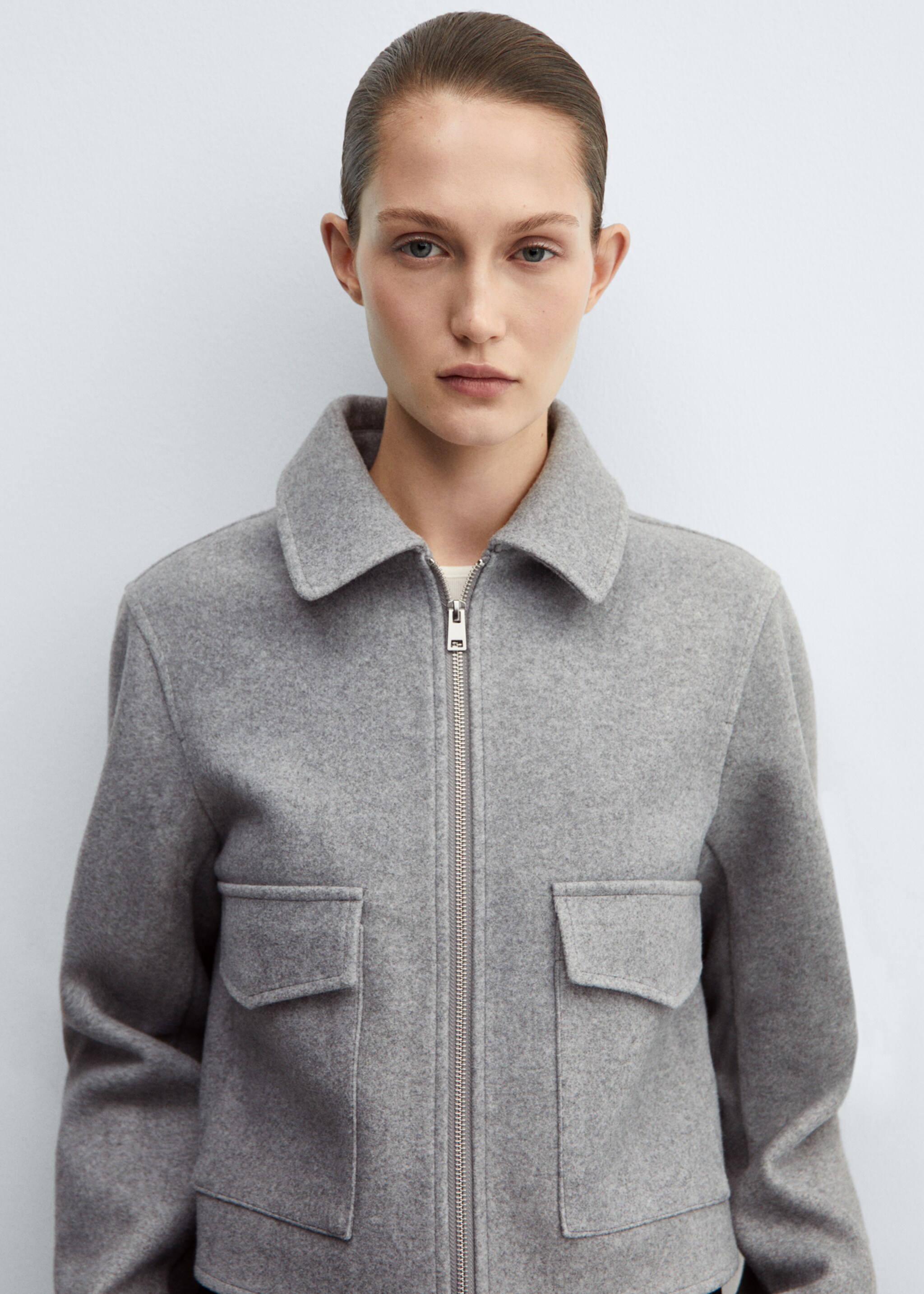 Jacke mit Zip-Taschen - Detail des Artikels 2, Mittelgrau meliert. Ref: 67054049-00.