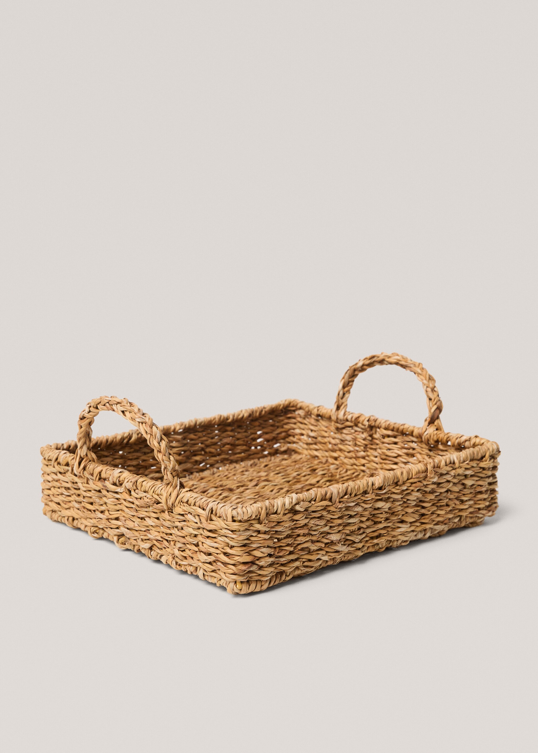 Square basket with handles - Details of the article 1, Brown. Ref: 67054050-00.