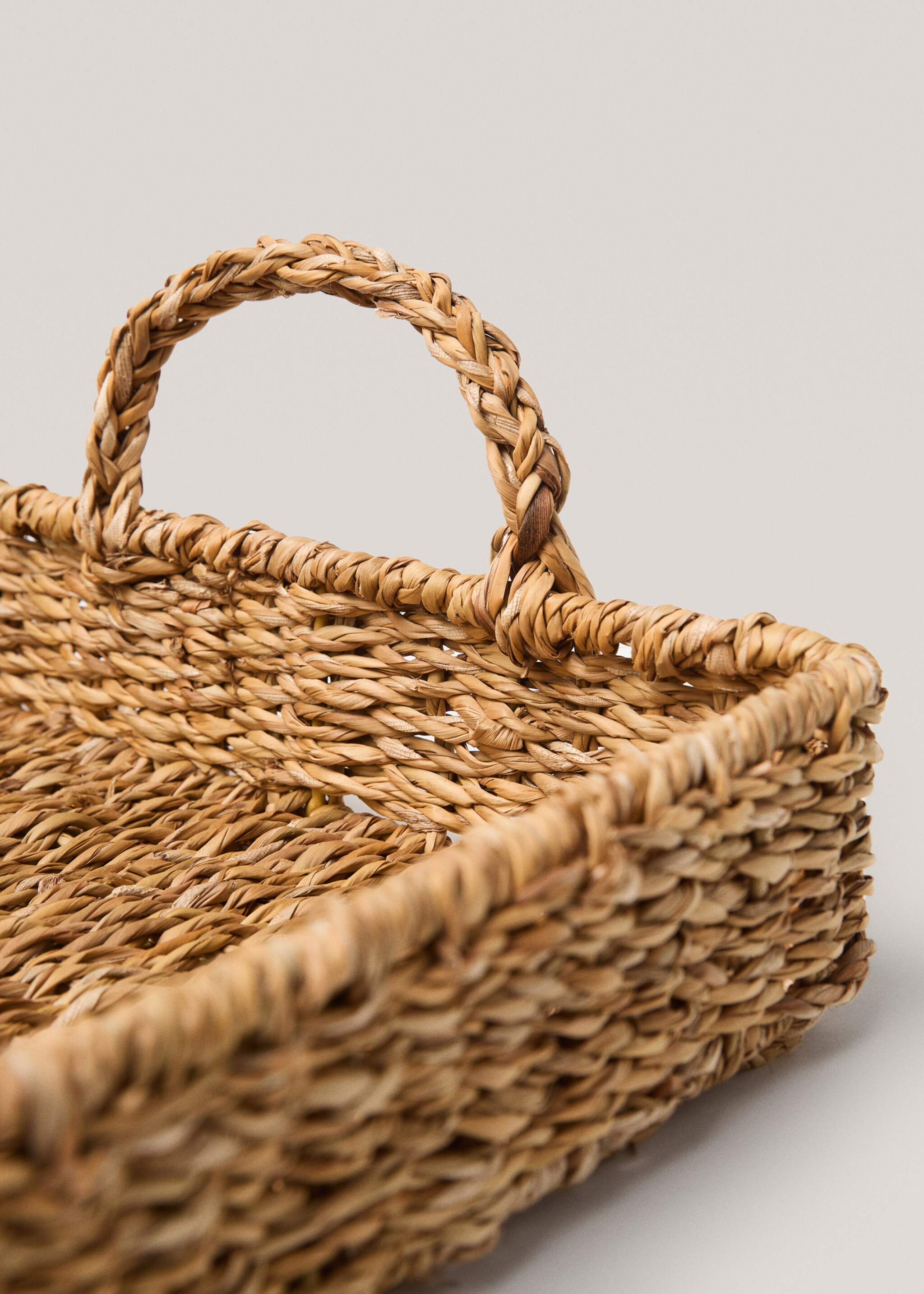 Square basket with handles - Details of the article 2, Brown. Ref: 67054050-00.
