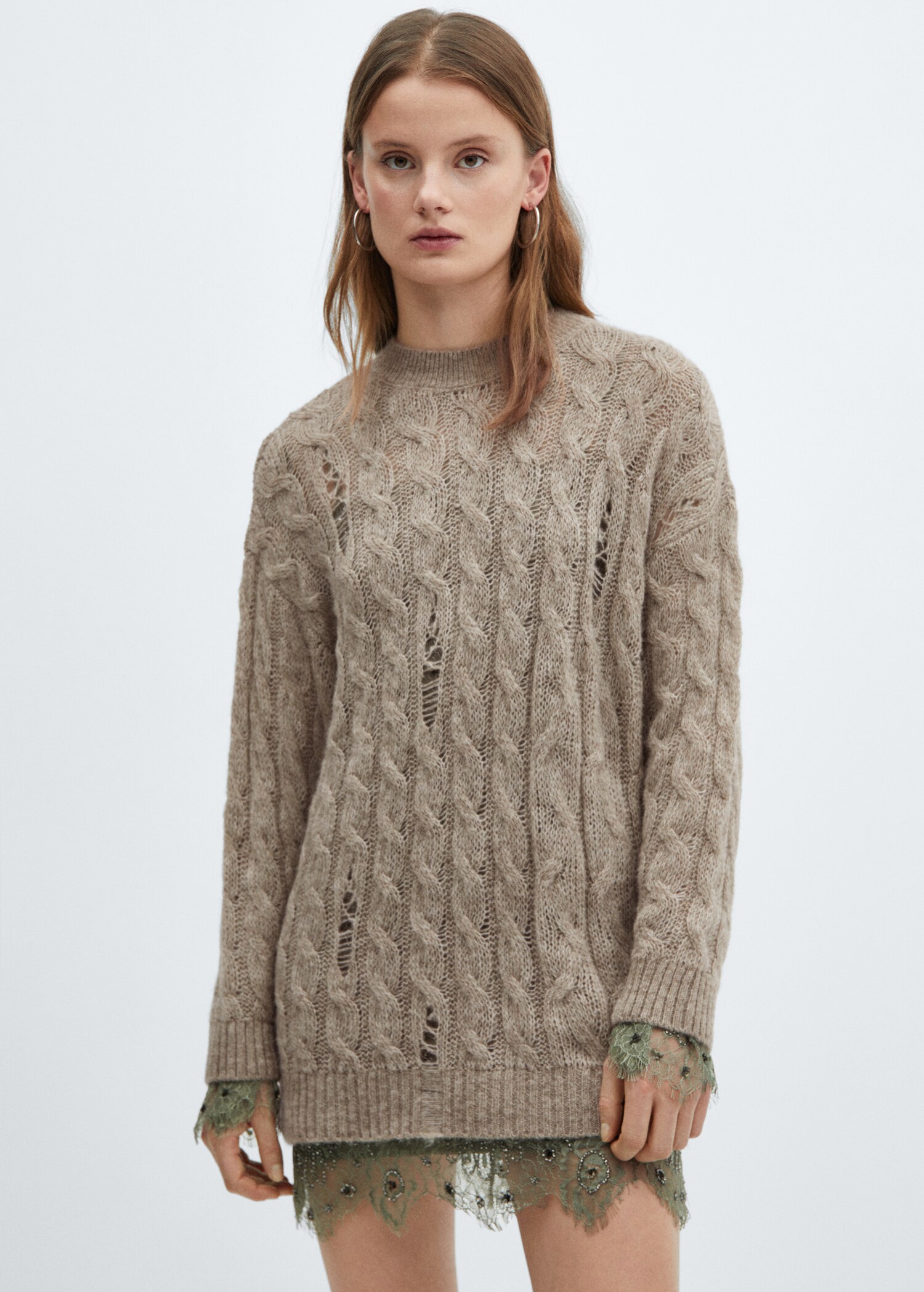 Decorative ripped long sweater - Medium plane