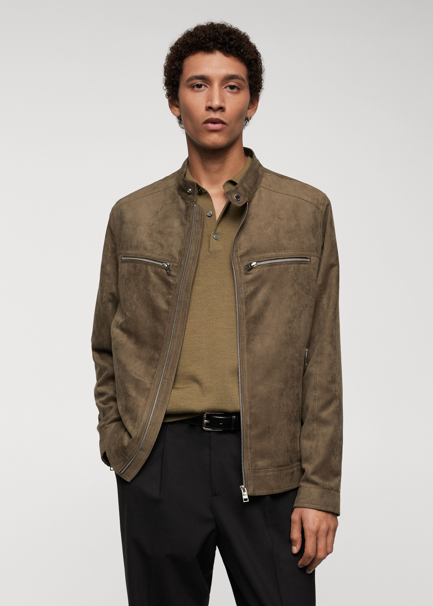 Suede-effect jacket with zip - Medium plane