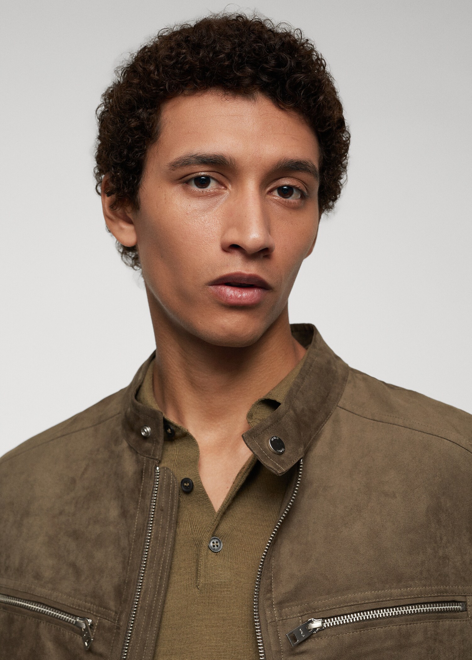 Suede-effect jacket with zip - Details of the article 1