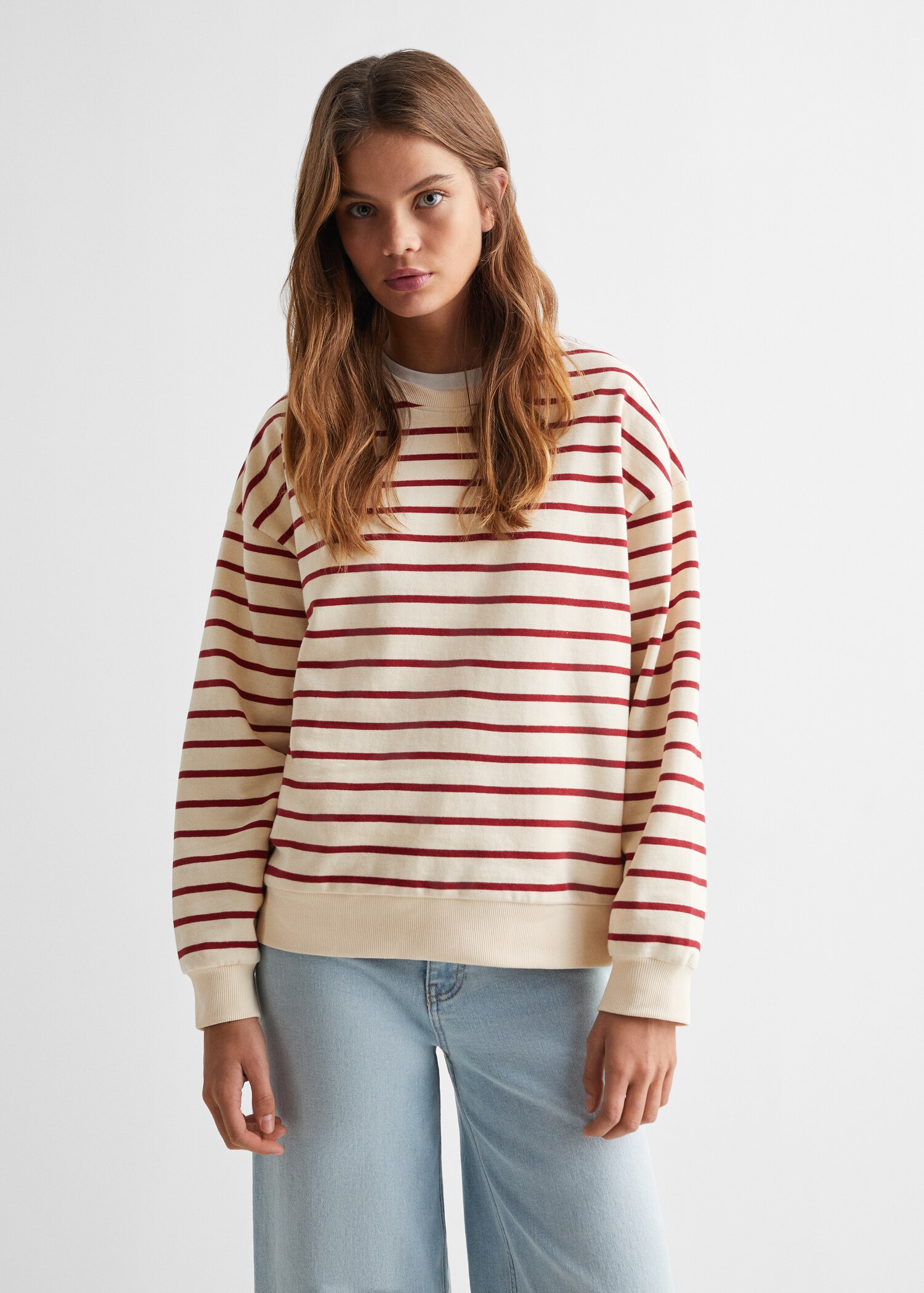 Gestreept katoenen sweatshirt - Middenvlak
