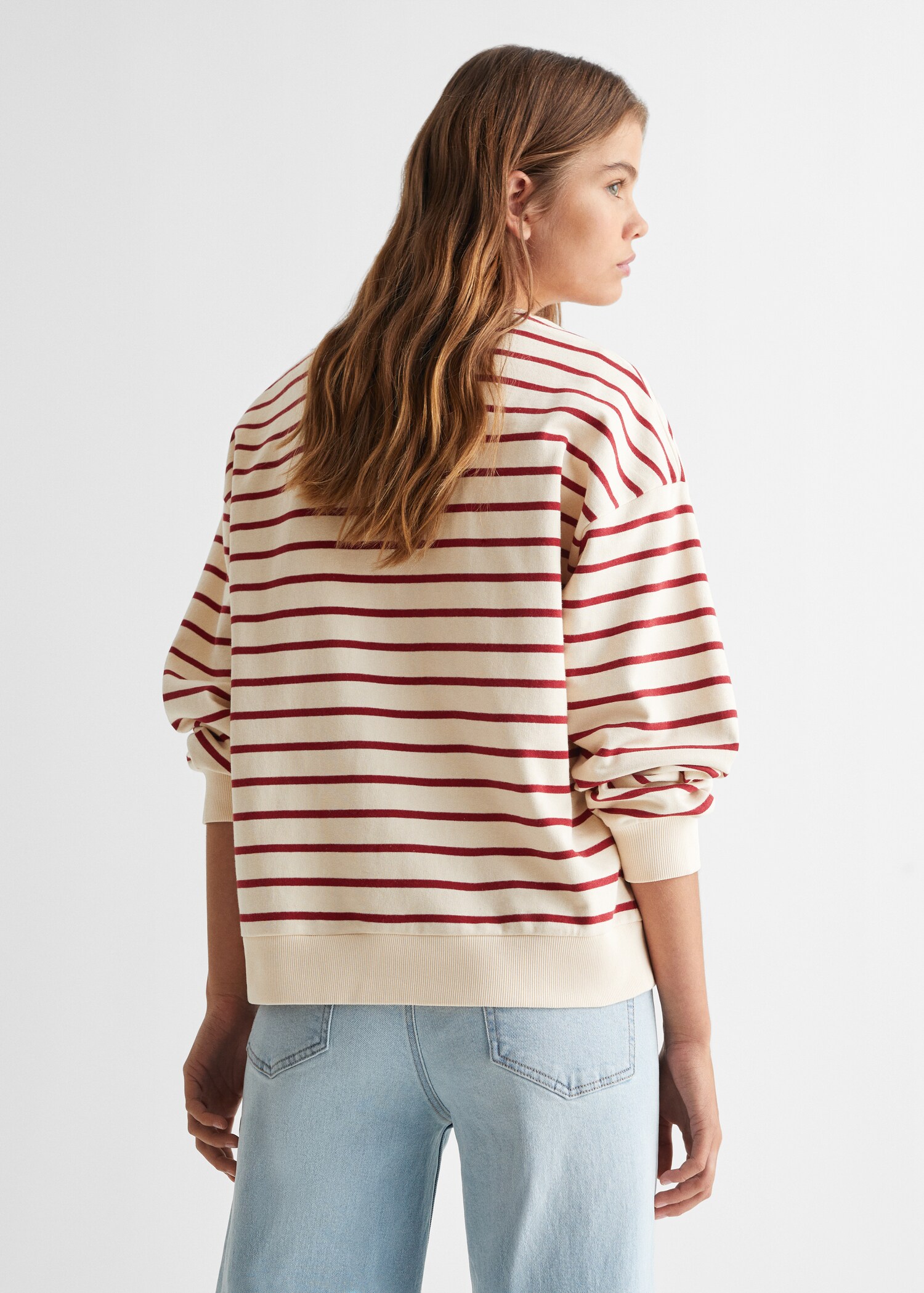 Gestreept katoenen sweatshirt - Achterkant van het artikel