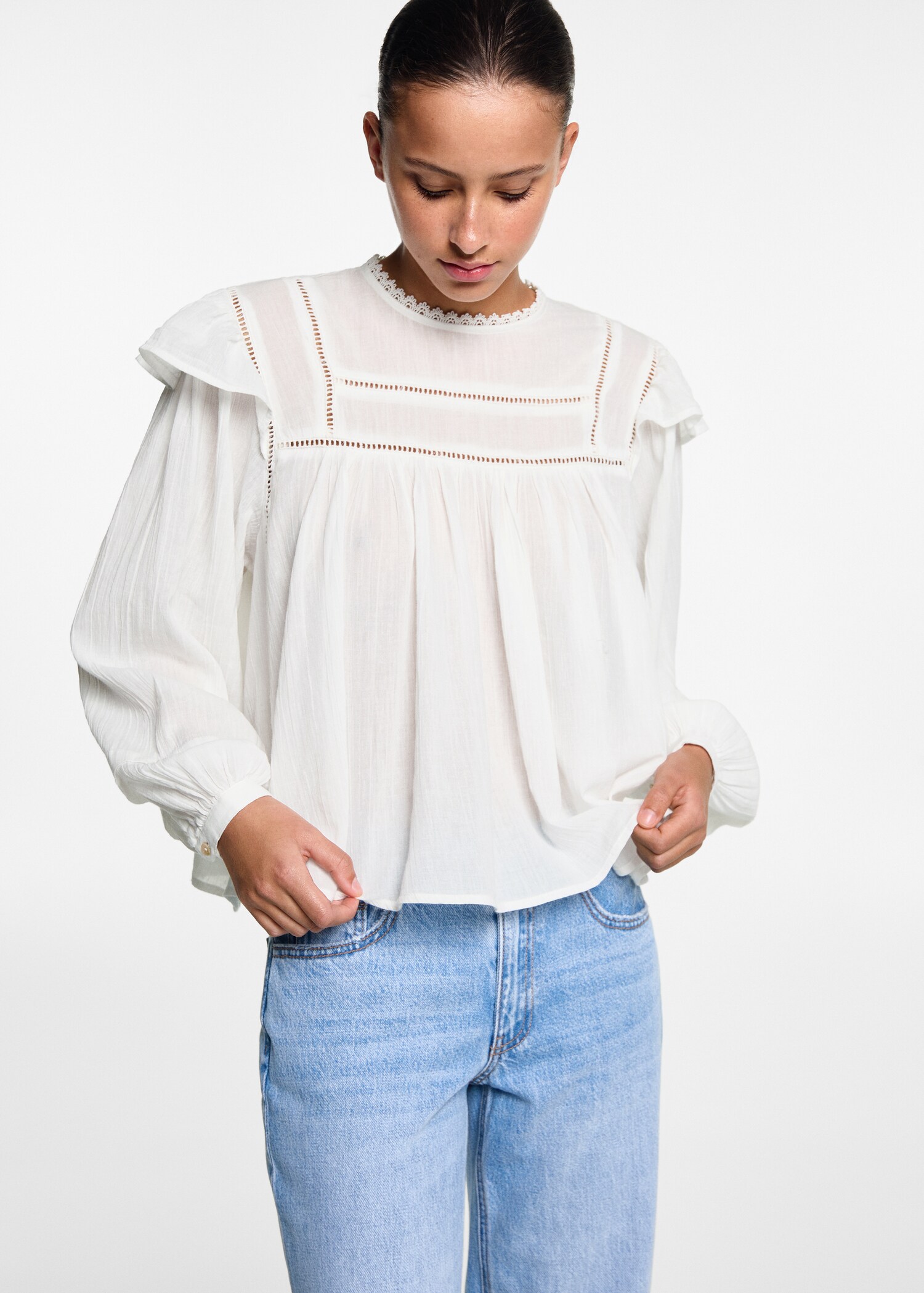 Blouse coton volantée - Plan moyen
