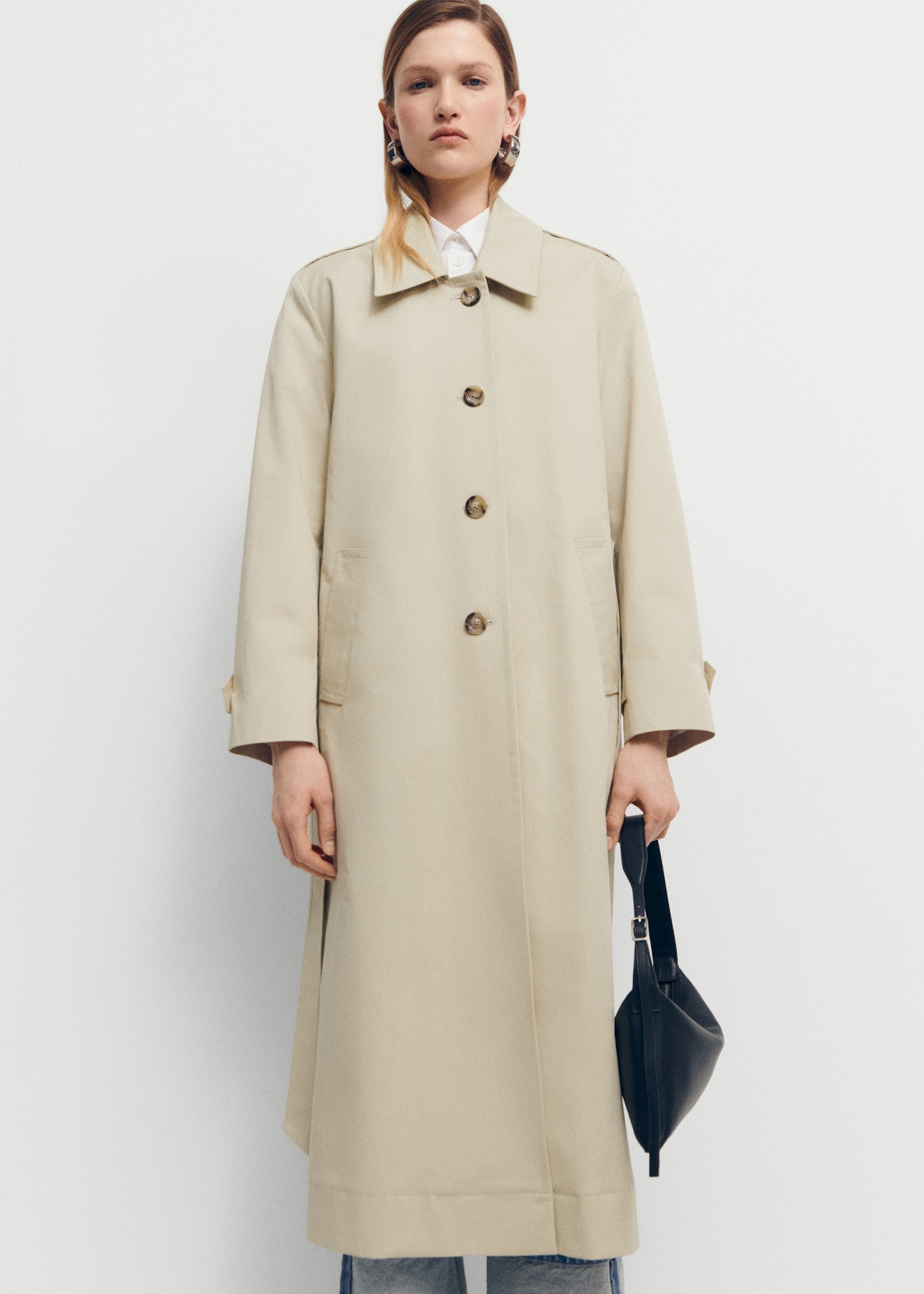 Cotton trench coat with shirt collar Women MANGO OUTLET USA