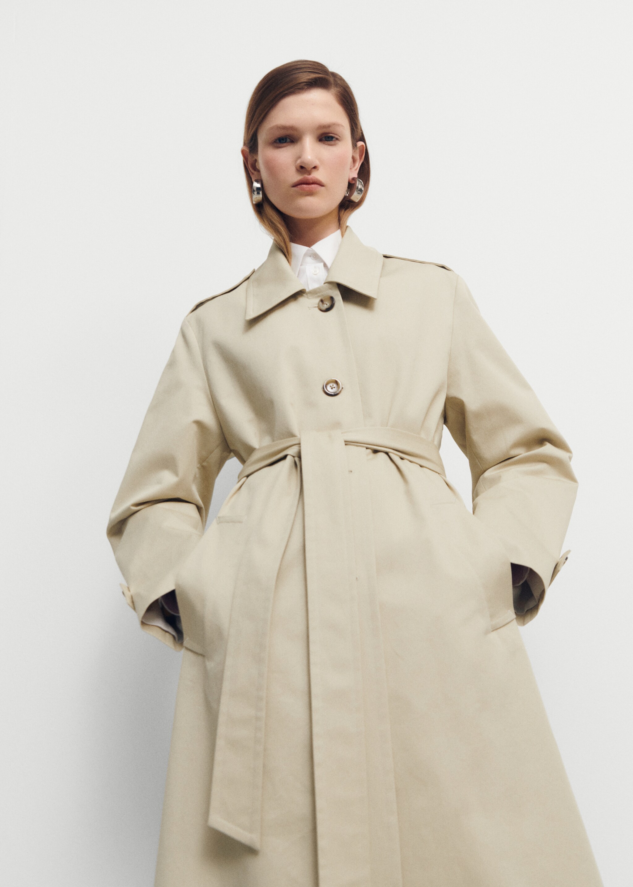 Baumwoll-Trenchcoat mit Hemdkragen - Detail des Artikels 2